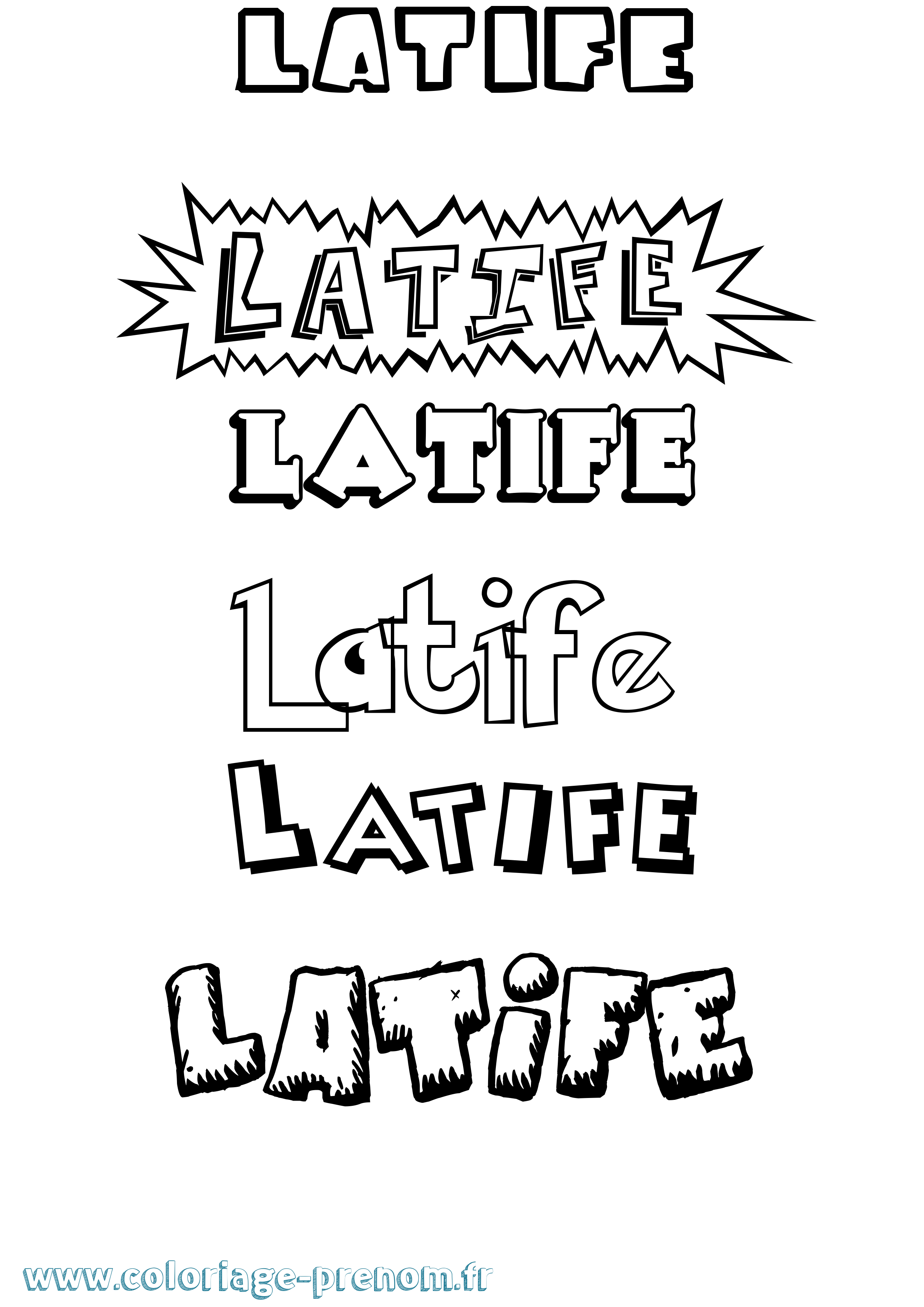 Coloriage Latife Dessin Animé Coloriage prénom Latife Dessin Animé