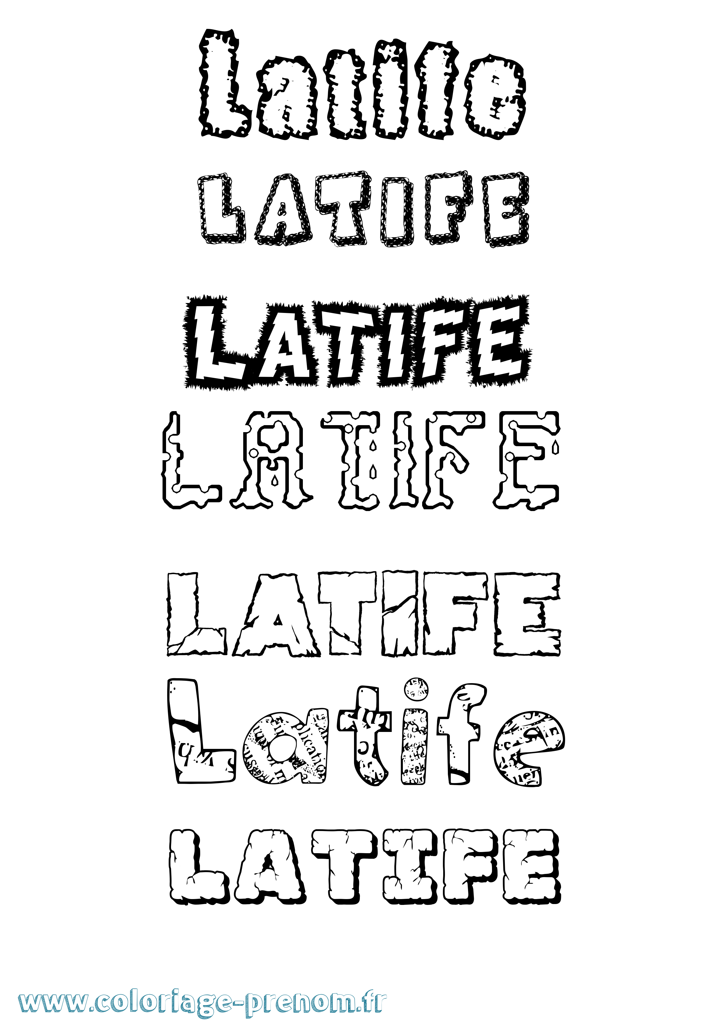 Coloriage Latife Destructuré Coloriage prénom Latife Destructuré
