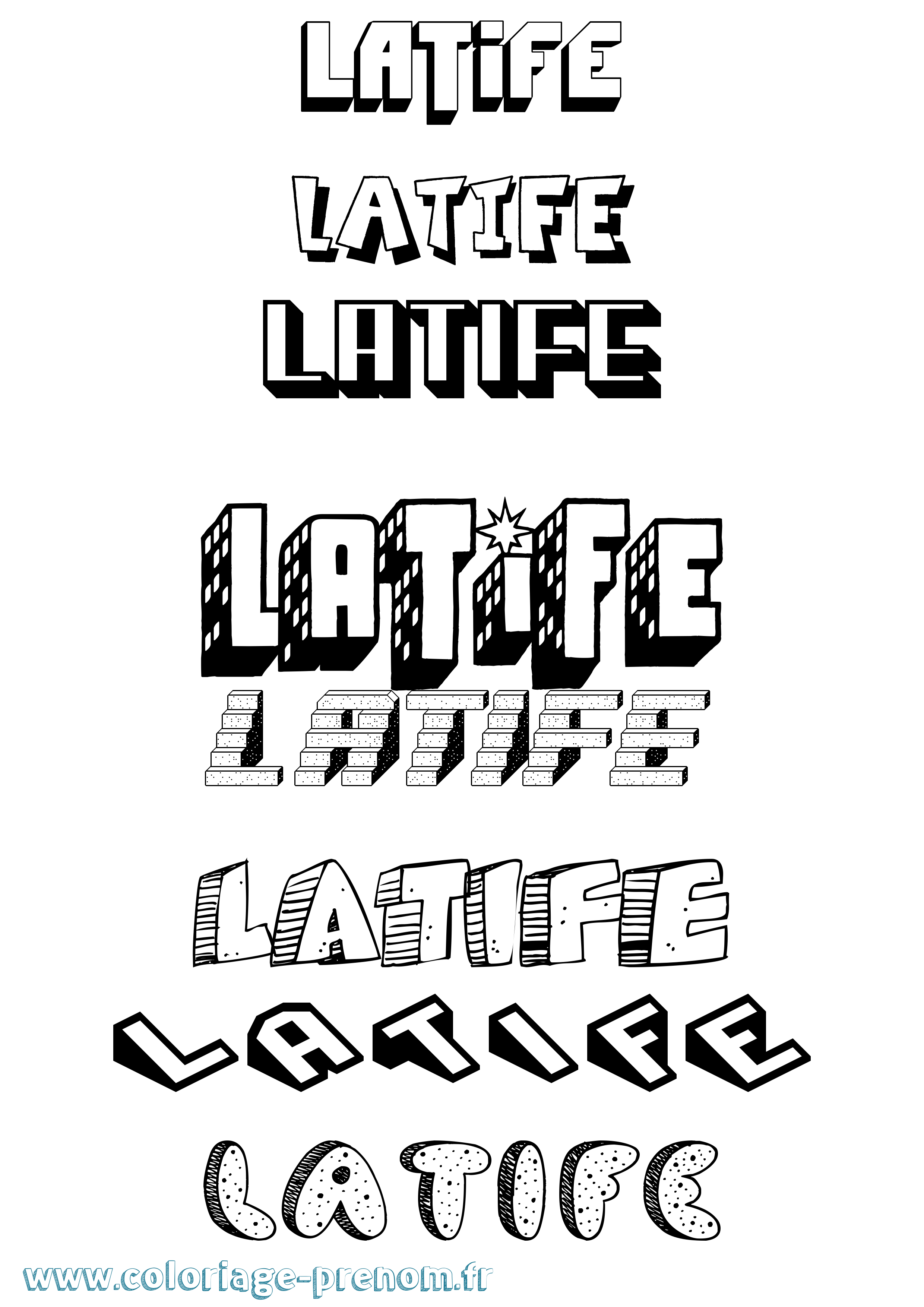 Coloriage Latife Effet 3D Coloriage prénom Latife Effet 3D