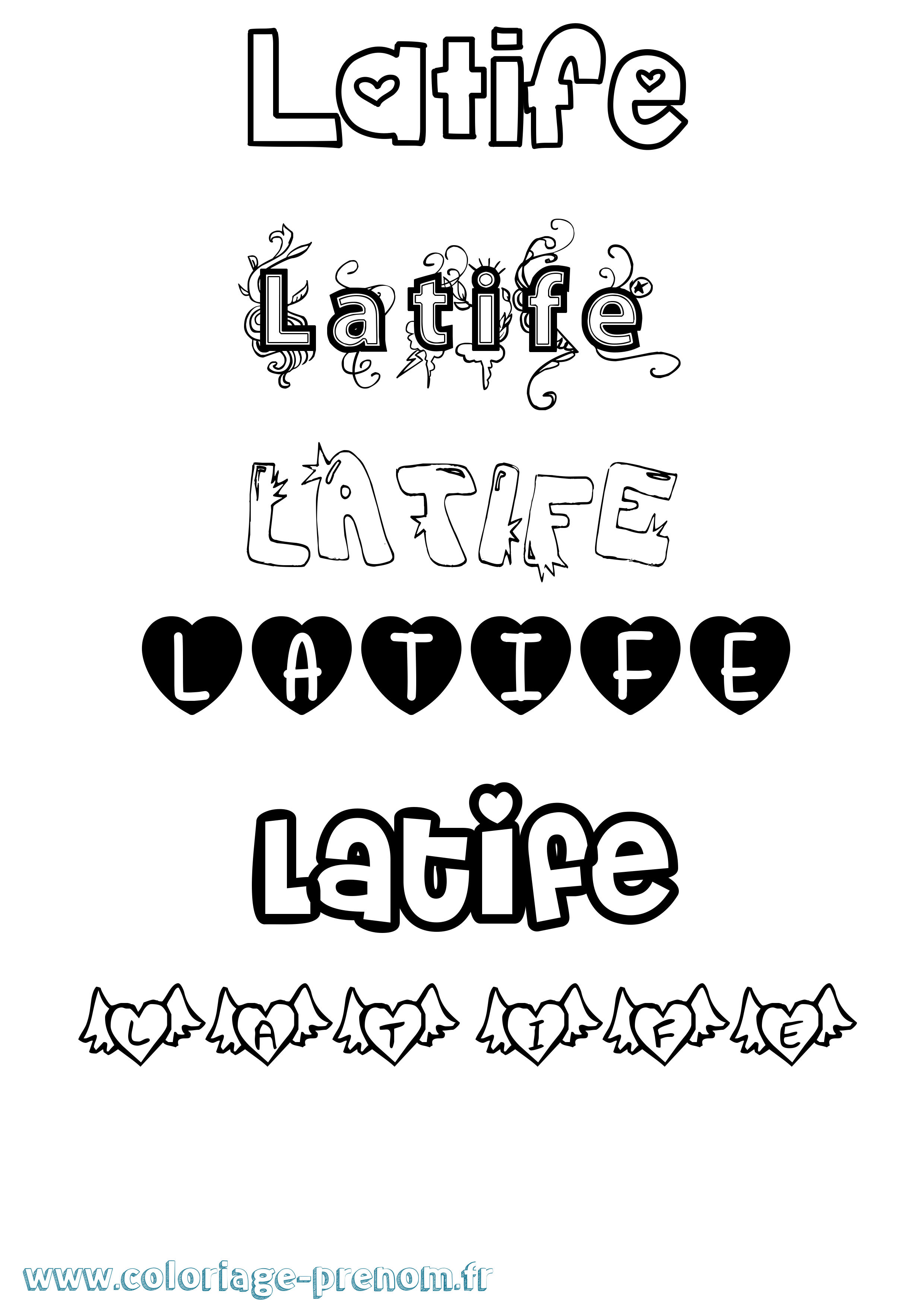 Coloriage Latife Girly Coloriage prénom Latife Girly