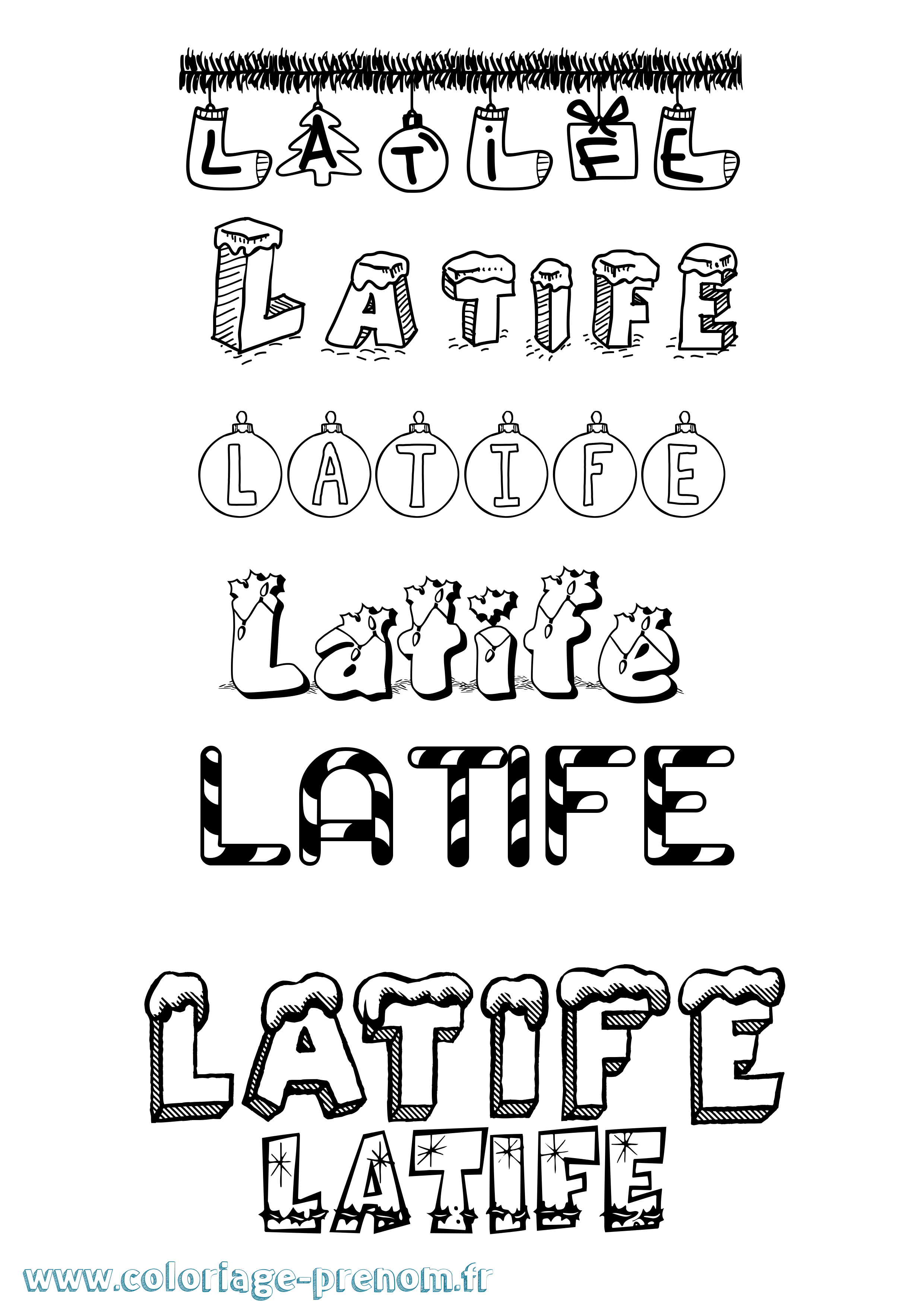 Coloriage Latife Noël Coloriage prénom Latife Noël