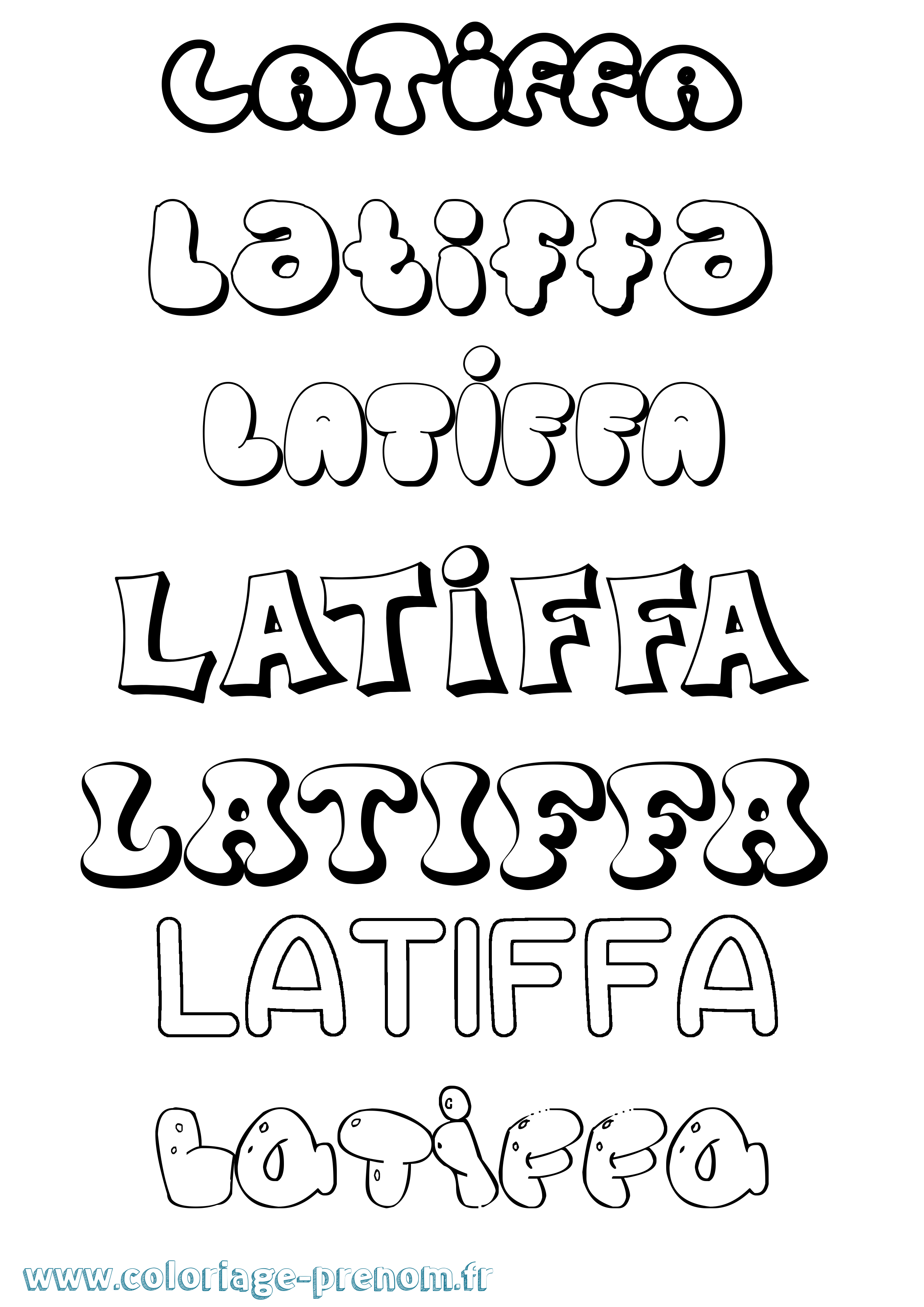 Coloriage prénom Latiffa Bubble