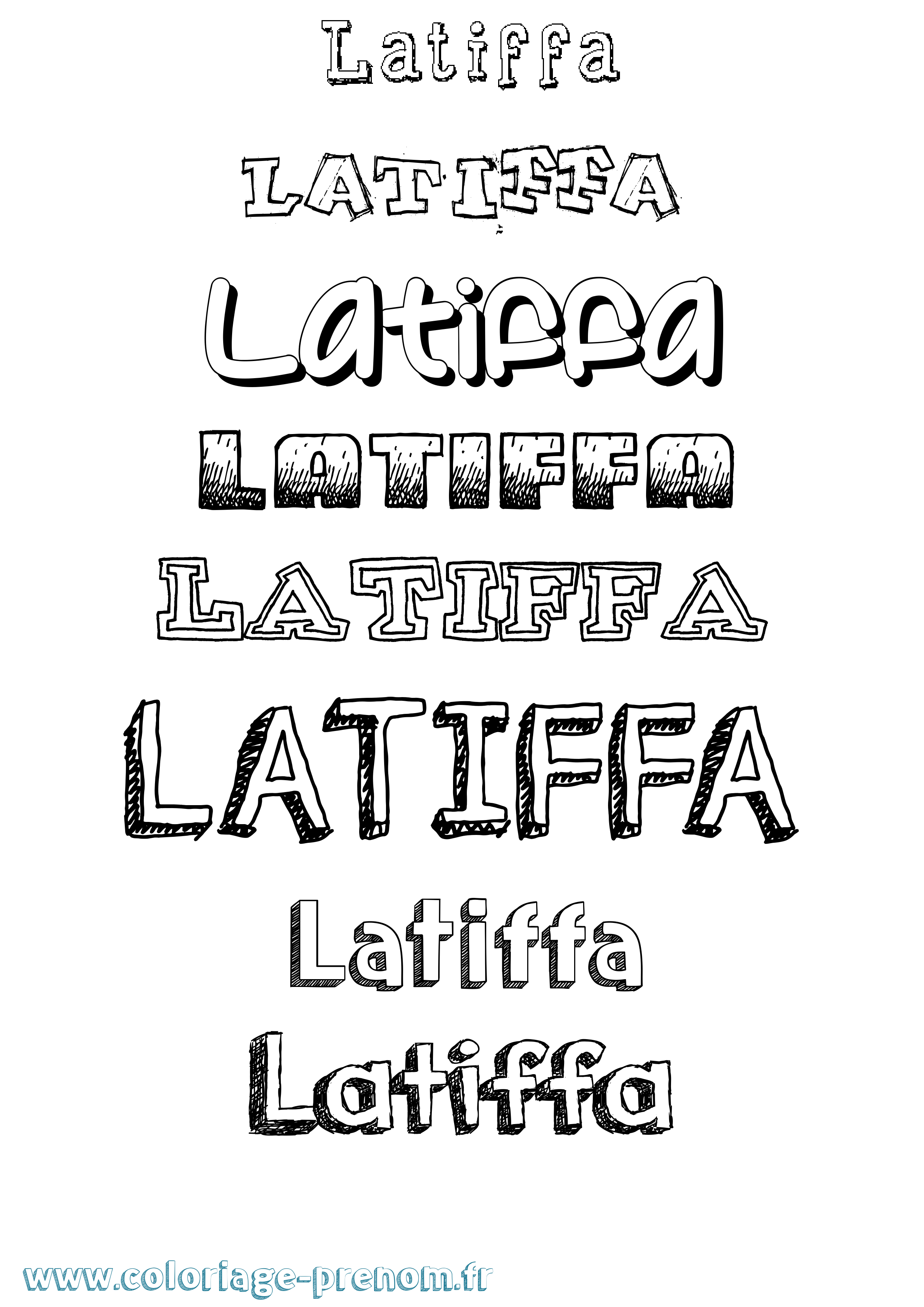 Coloriage prénom Latiffa Dessiné