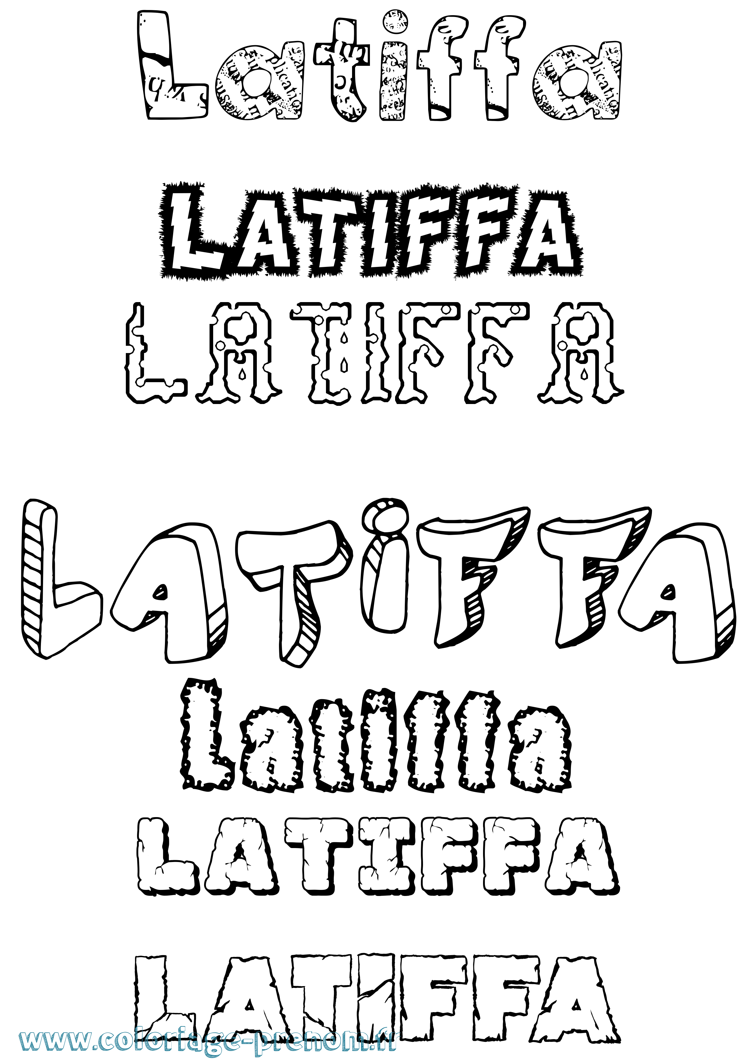 Coloriage prénom Latiffa Destructuré