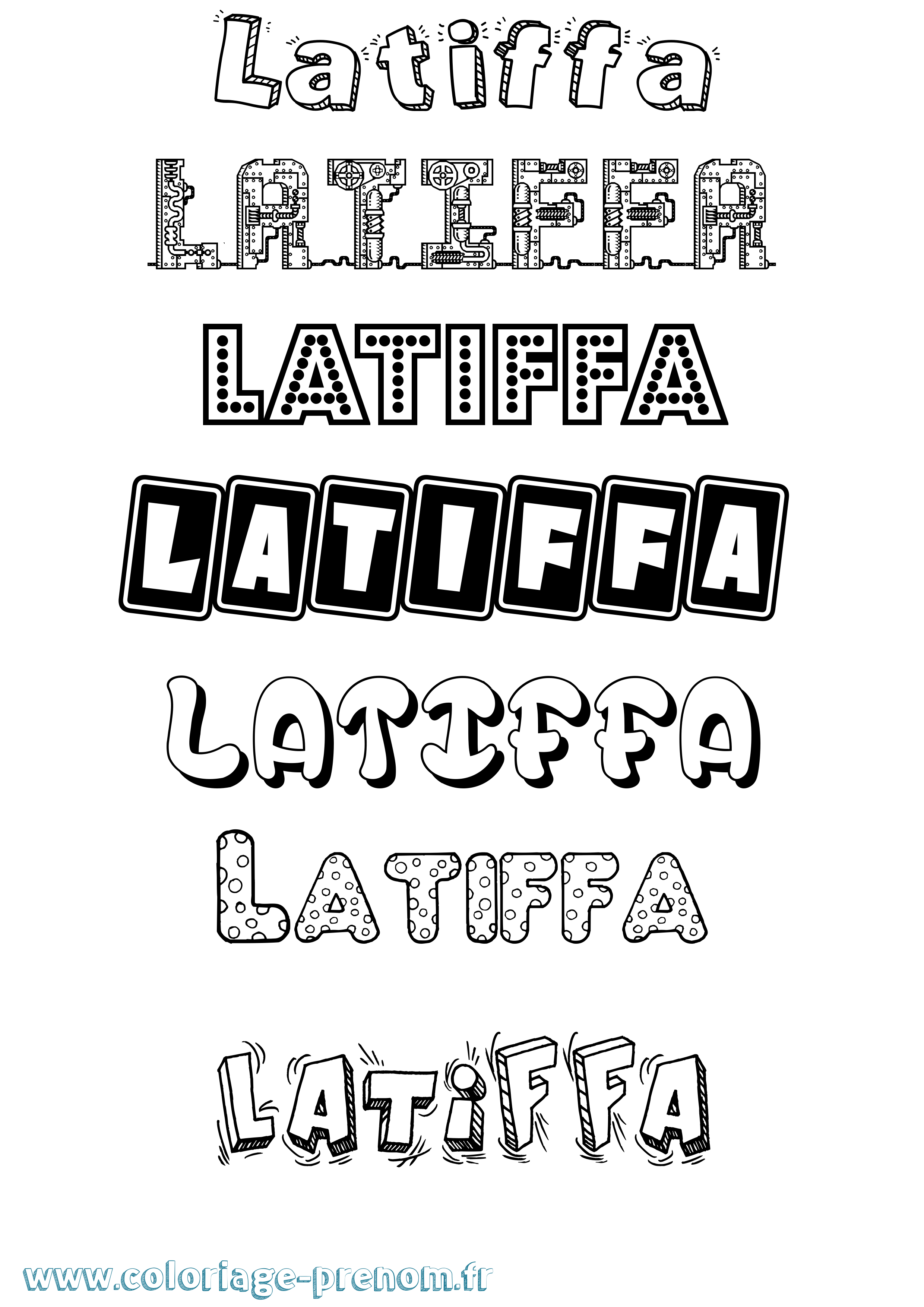 Coloriage prénom Latiffa Fun