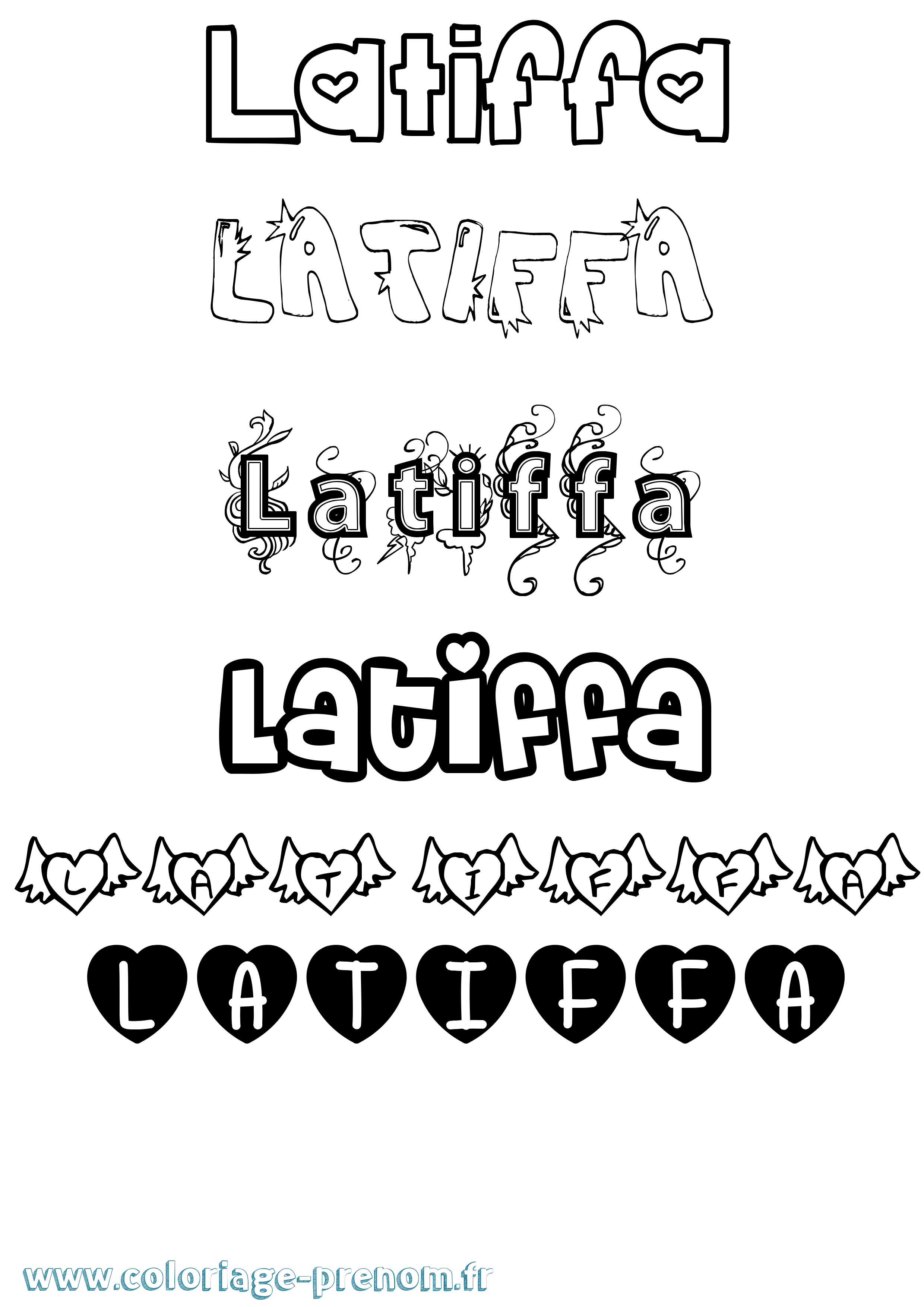 Coloriage prénom Latiffa Girly