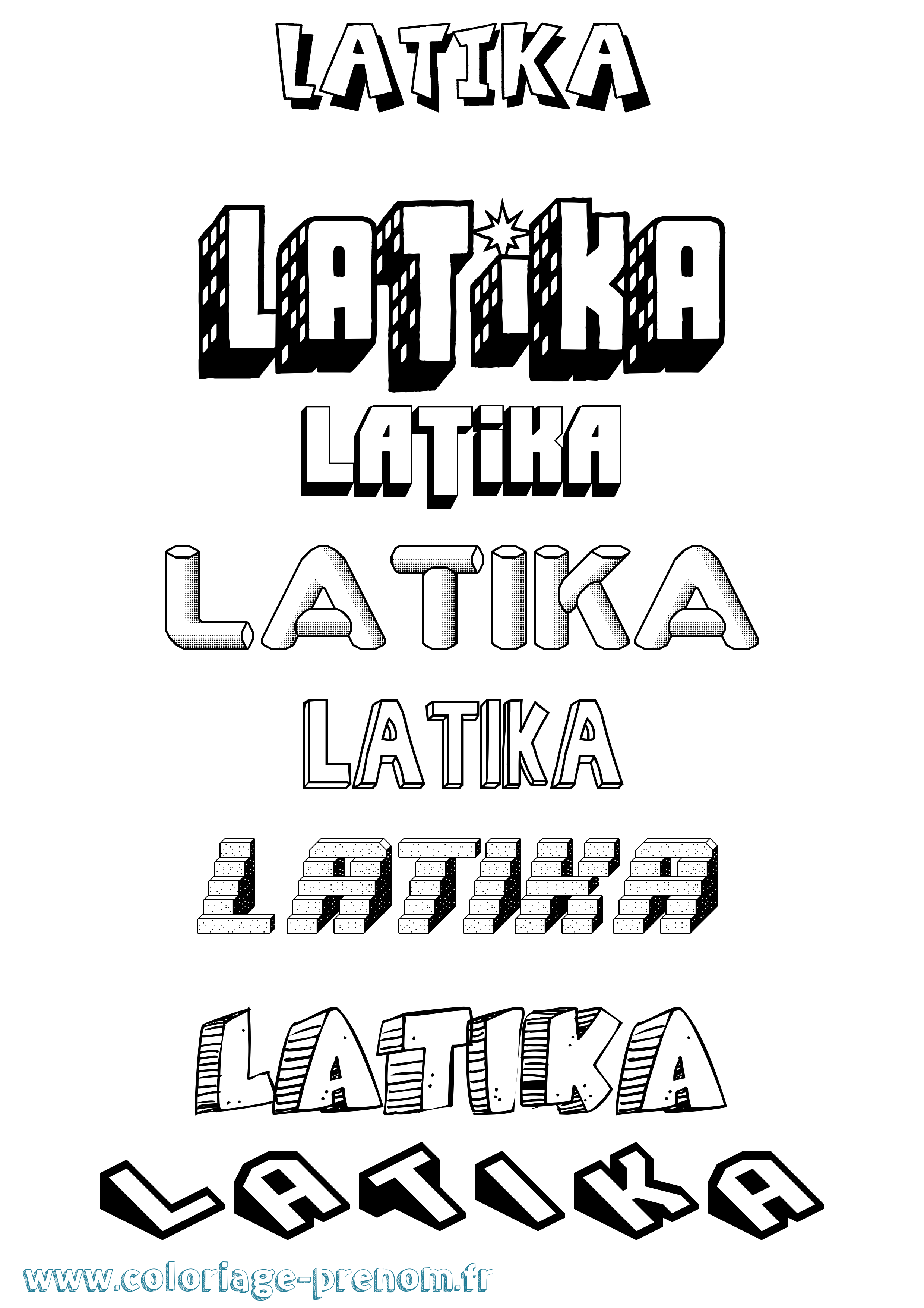 Coloriage Latika Effet 3D Coloriage prénom Latika Effet 3D