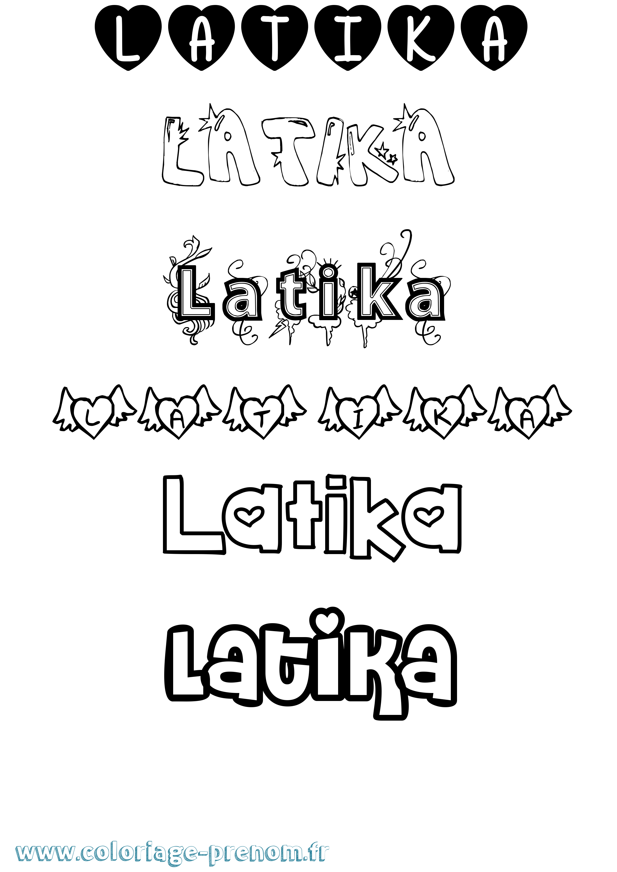Coloriage prénom Latika Girly
