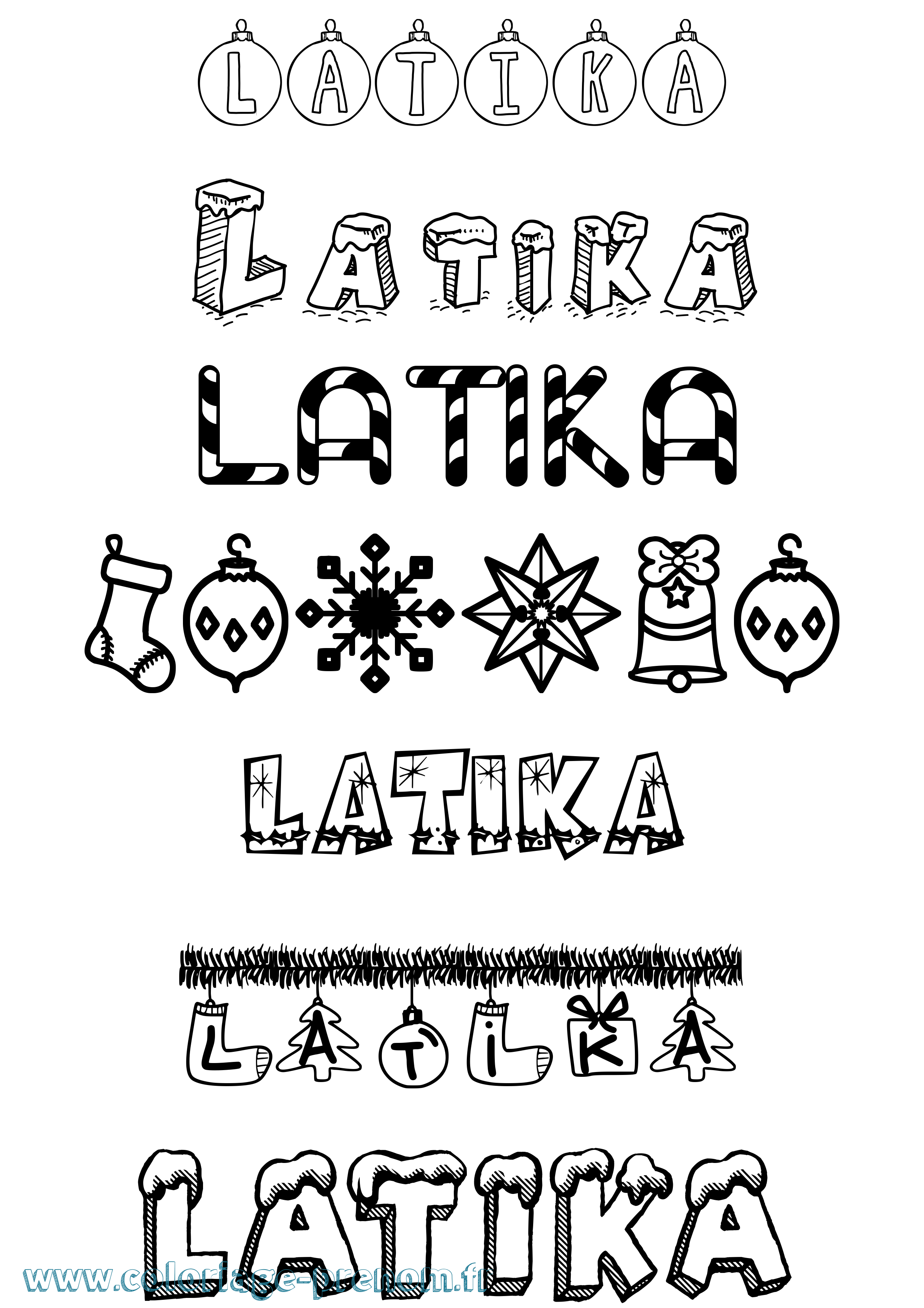 Coloriage prénom Latika Noël