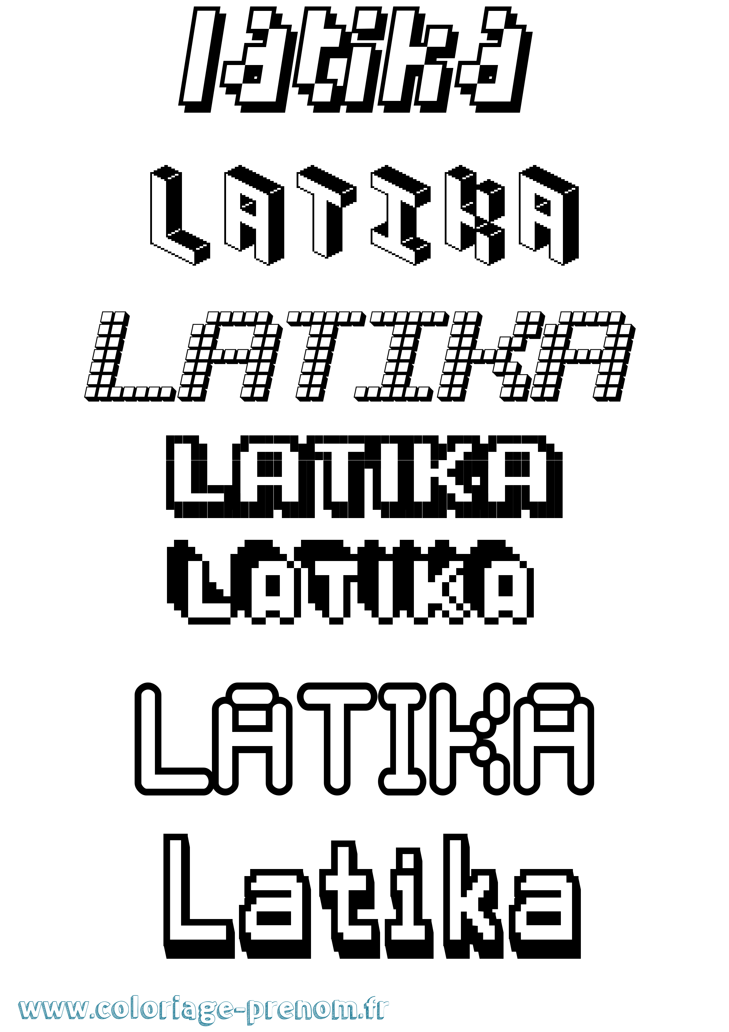 Coloriage prénom Latika Pixel