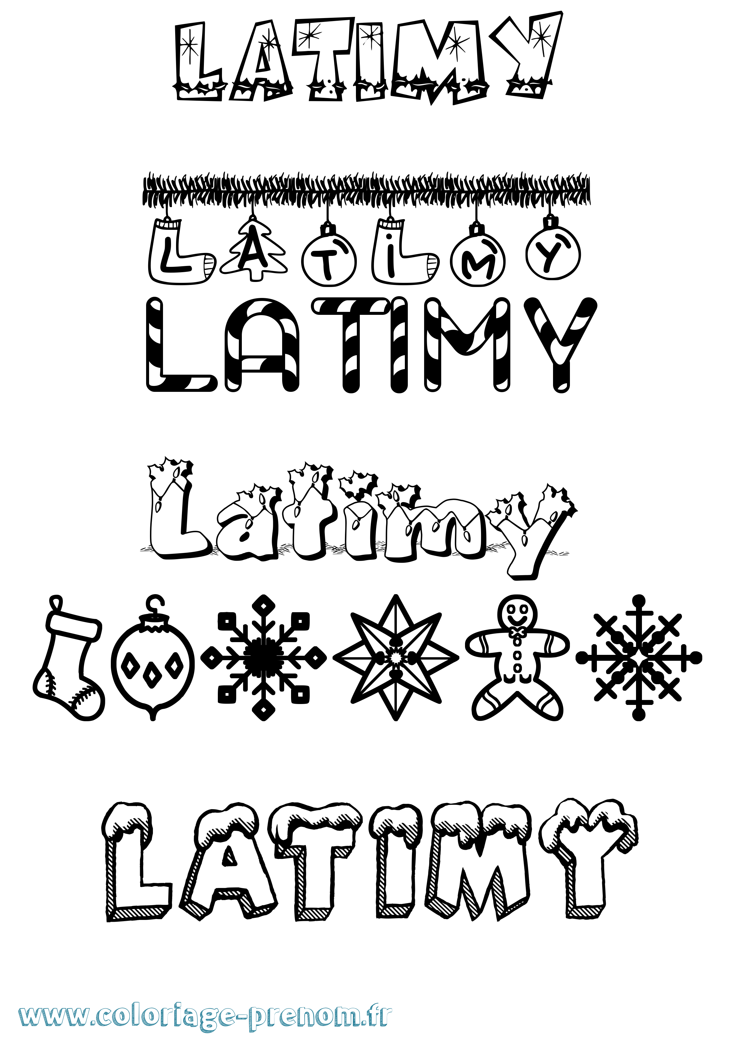 Coloriage prénom Latimy Noël