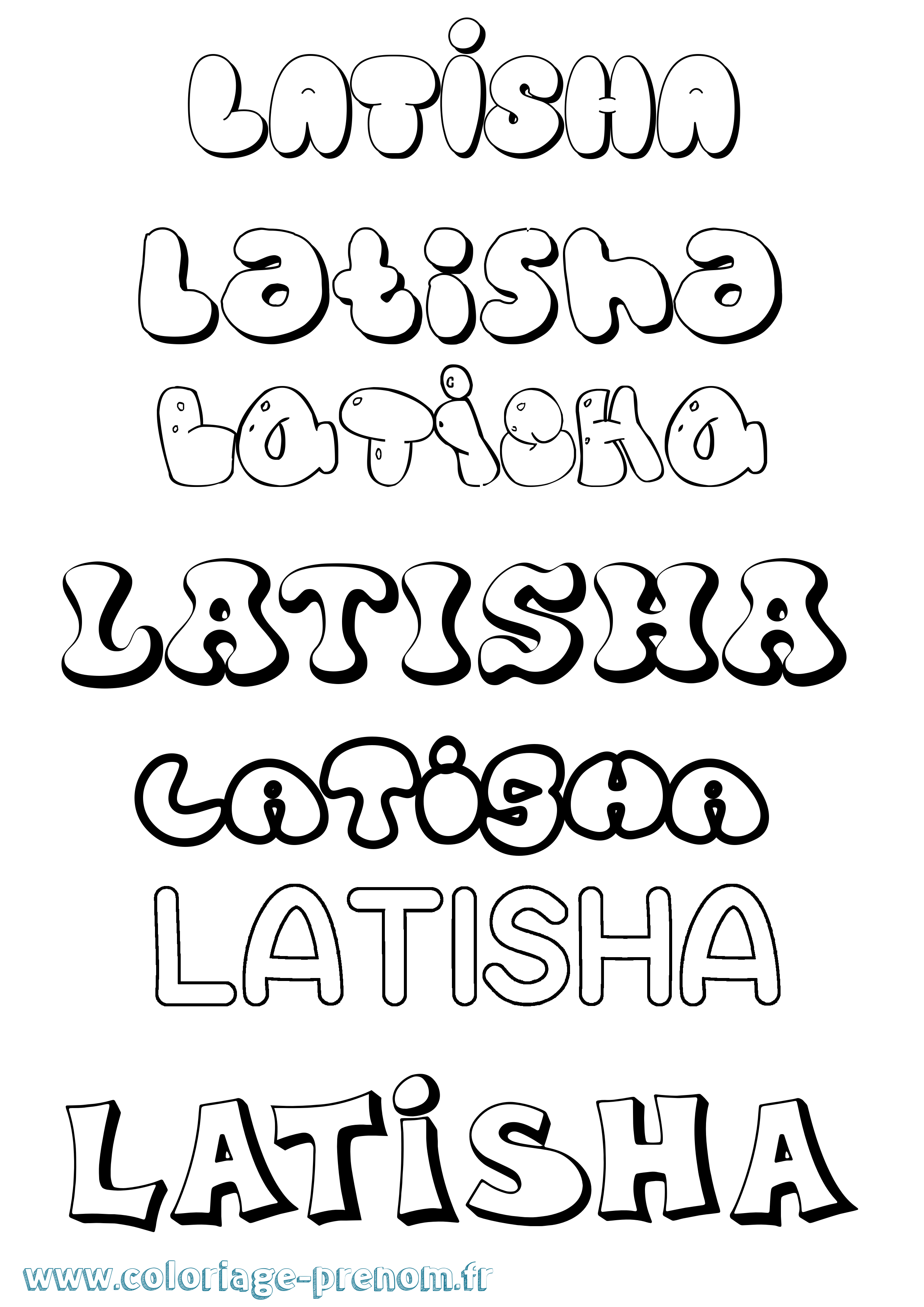 Coloriage prénom Latisha Bubble