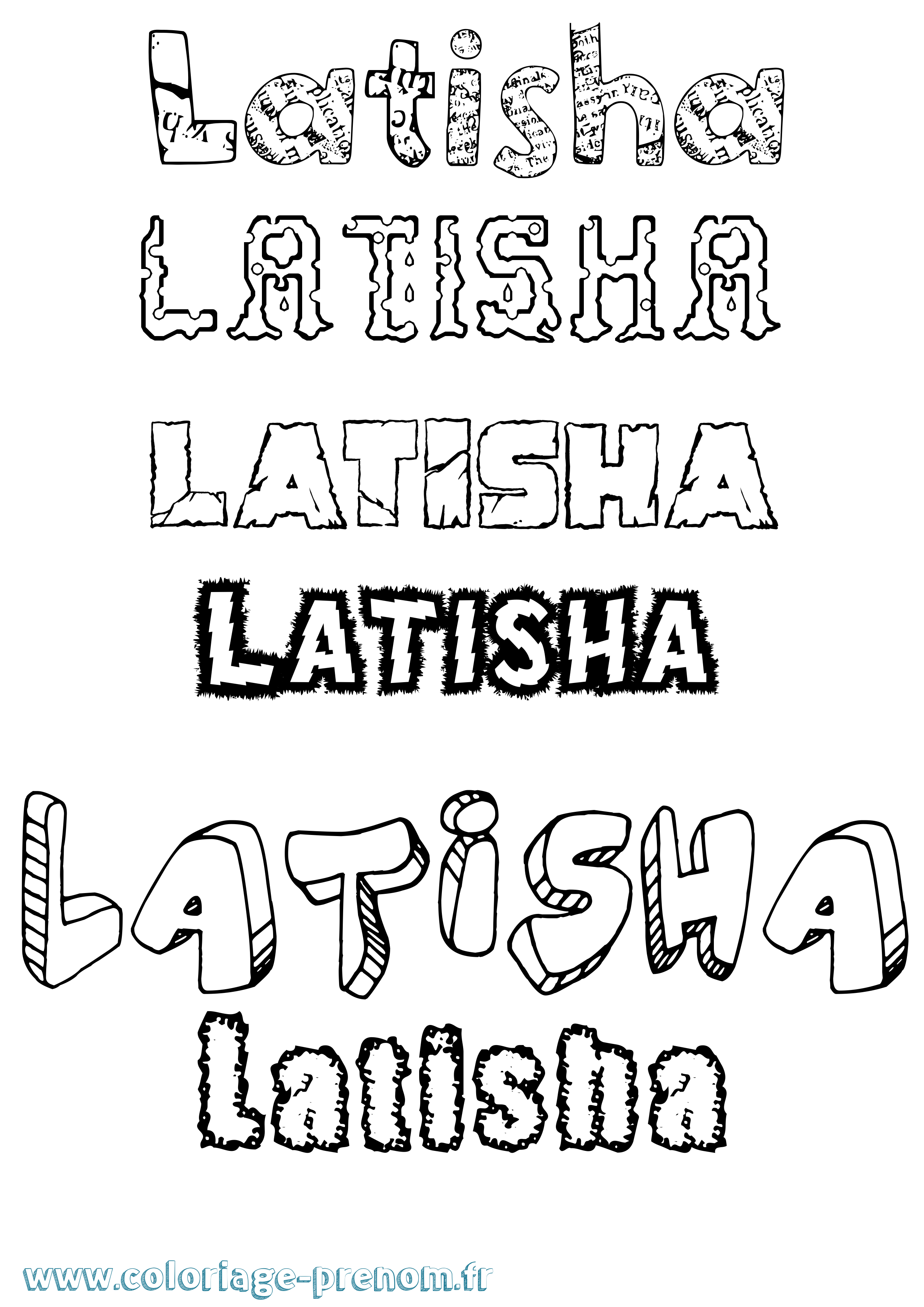 Coloriage prénom Latisha Destructuré