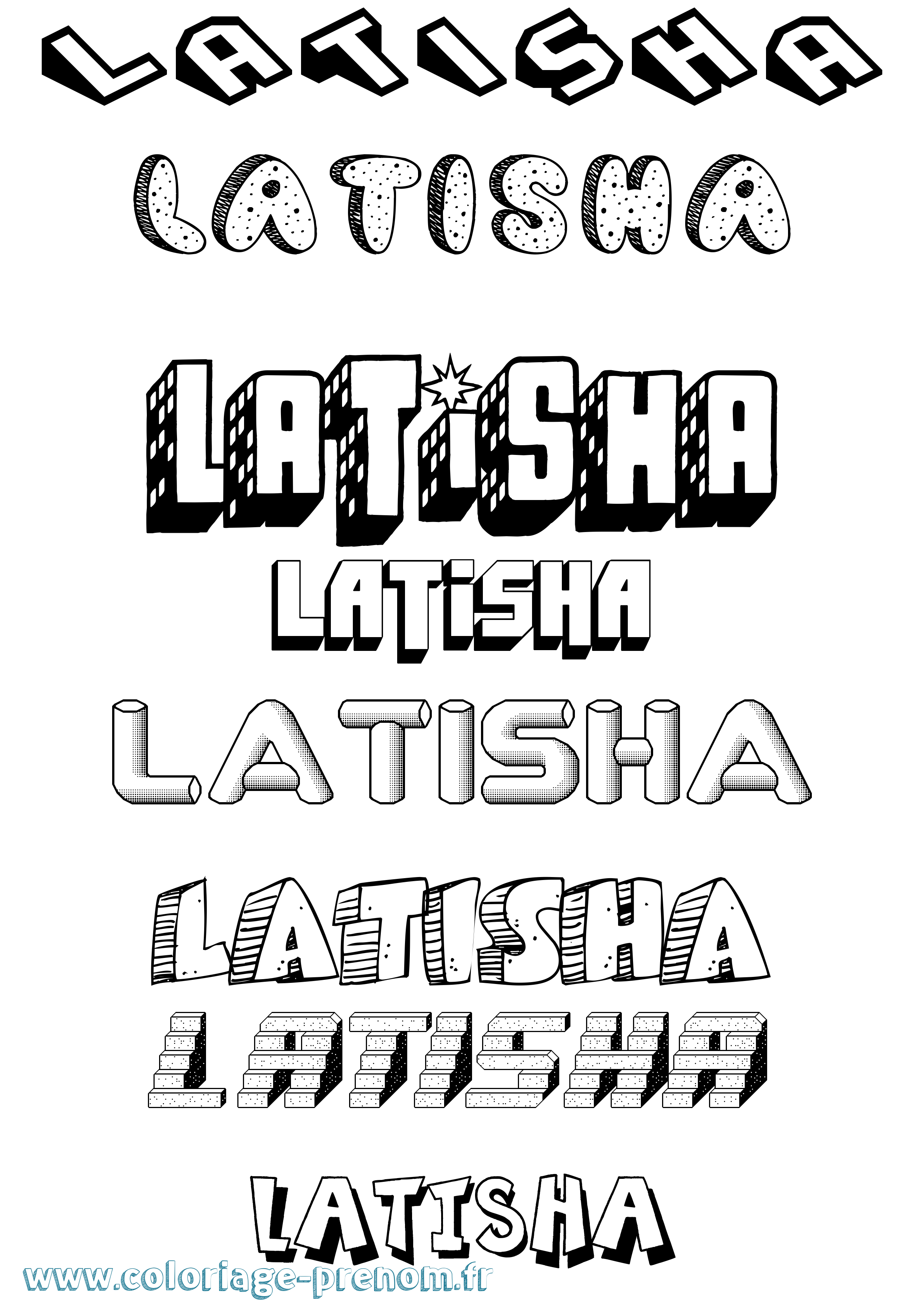 Coloriage prénom Latisha Effet 3D