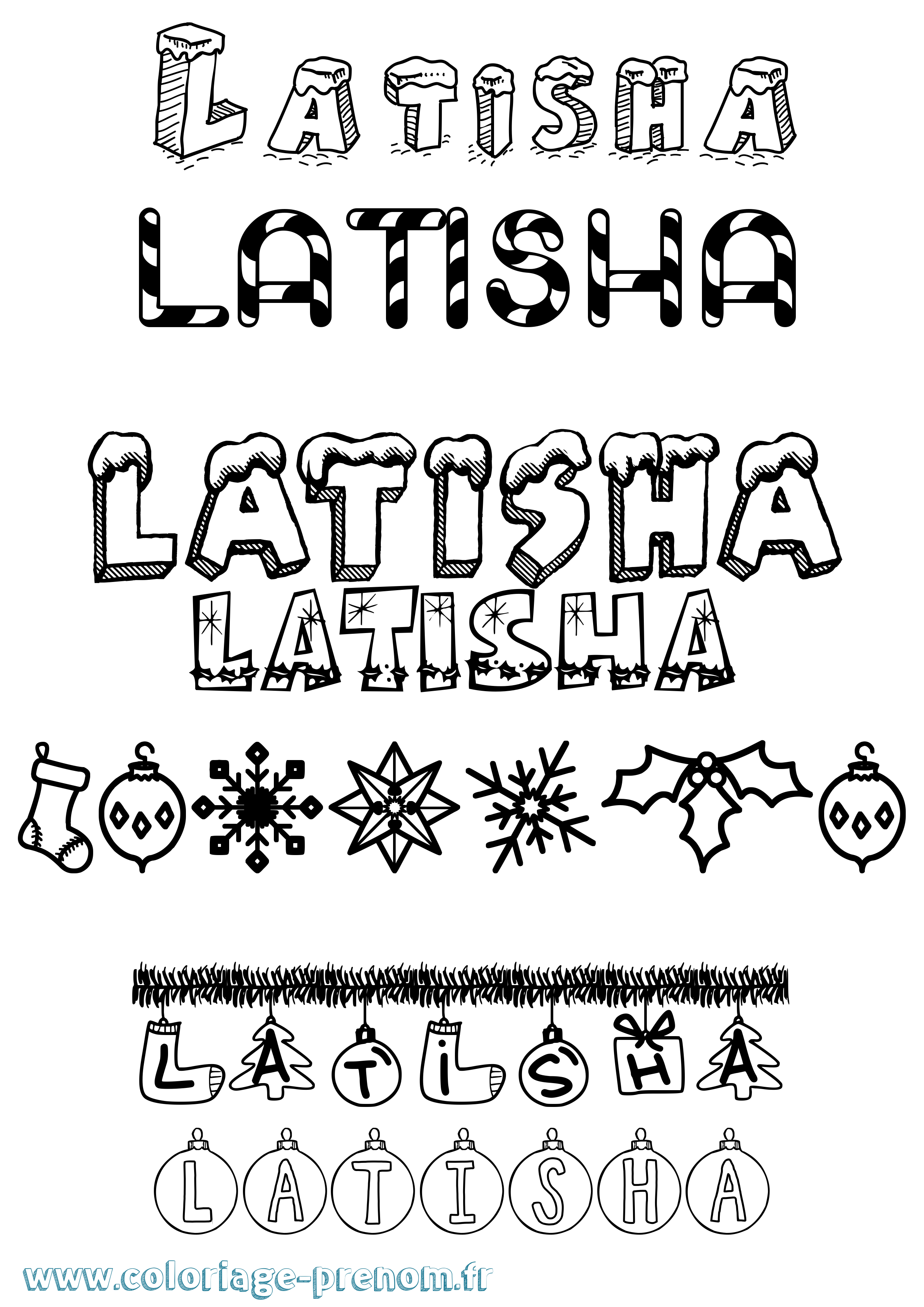 Coloriage prénom Latisha Noël