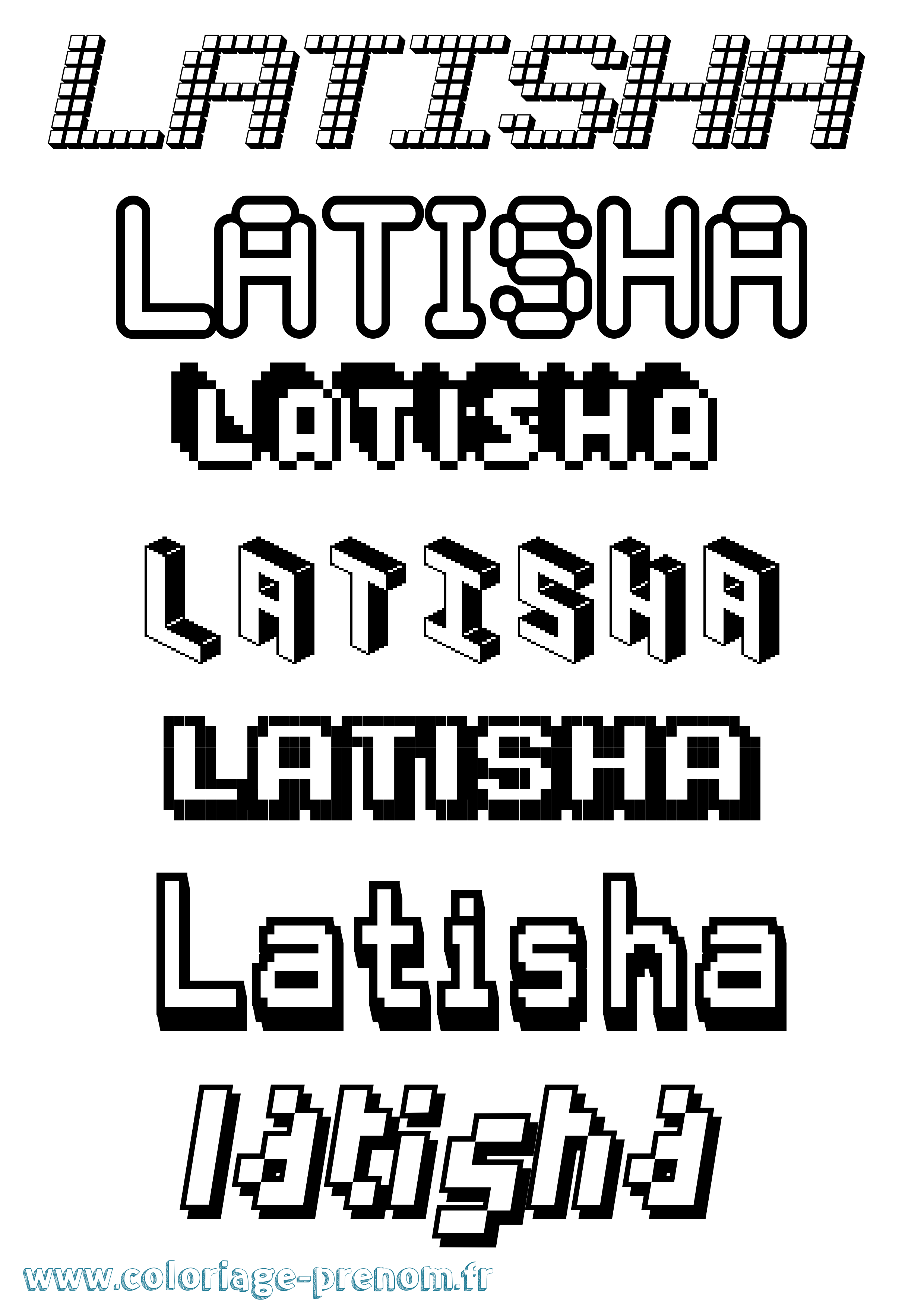 Coloriage prénom Latisha Pixel