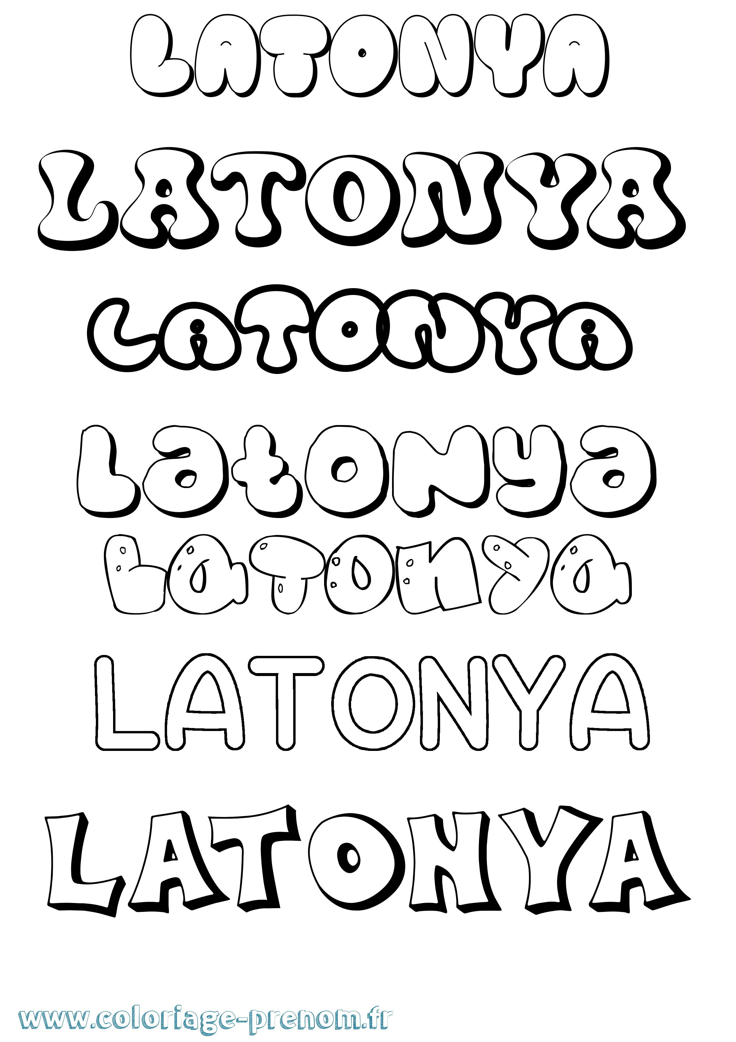 Coloriage prénom Latonya Bubble