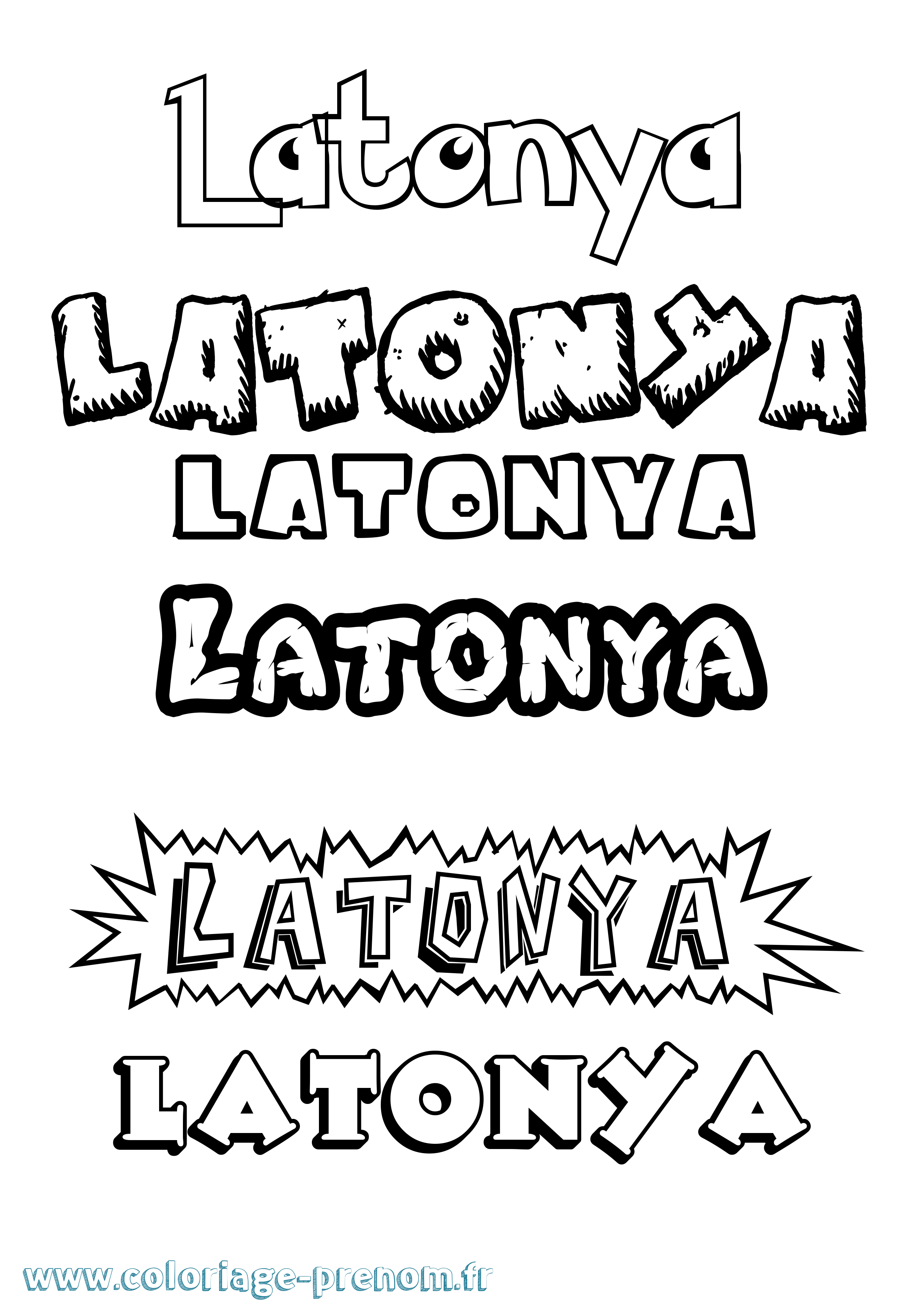 Coloriage prénom Latonya Dessin Animé