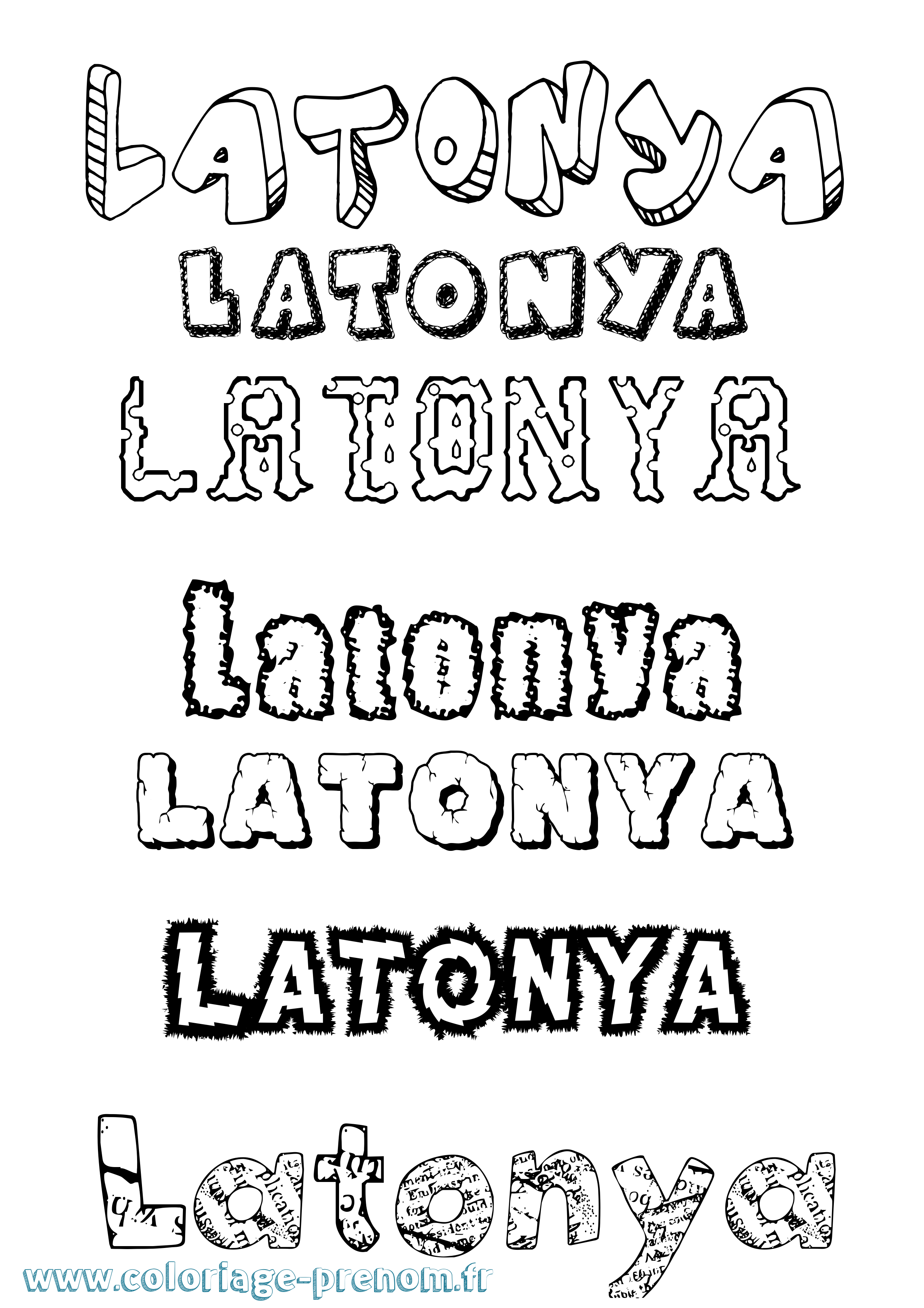 Coloriage prénom Latonya Destructuré