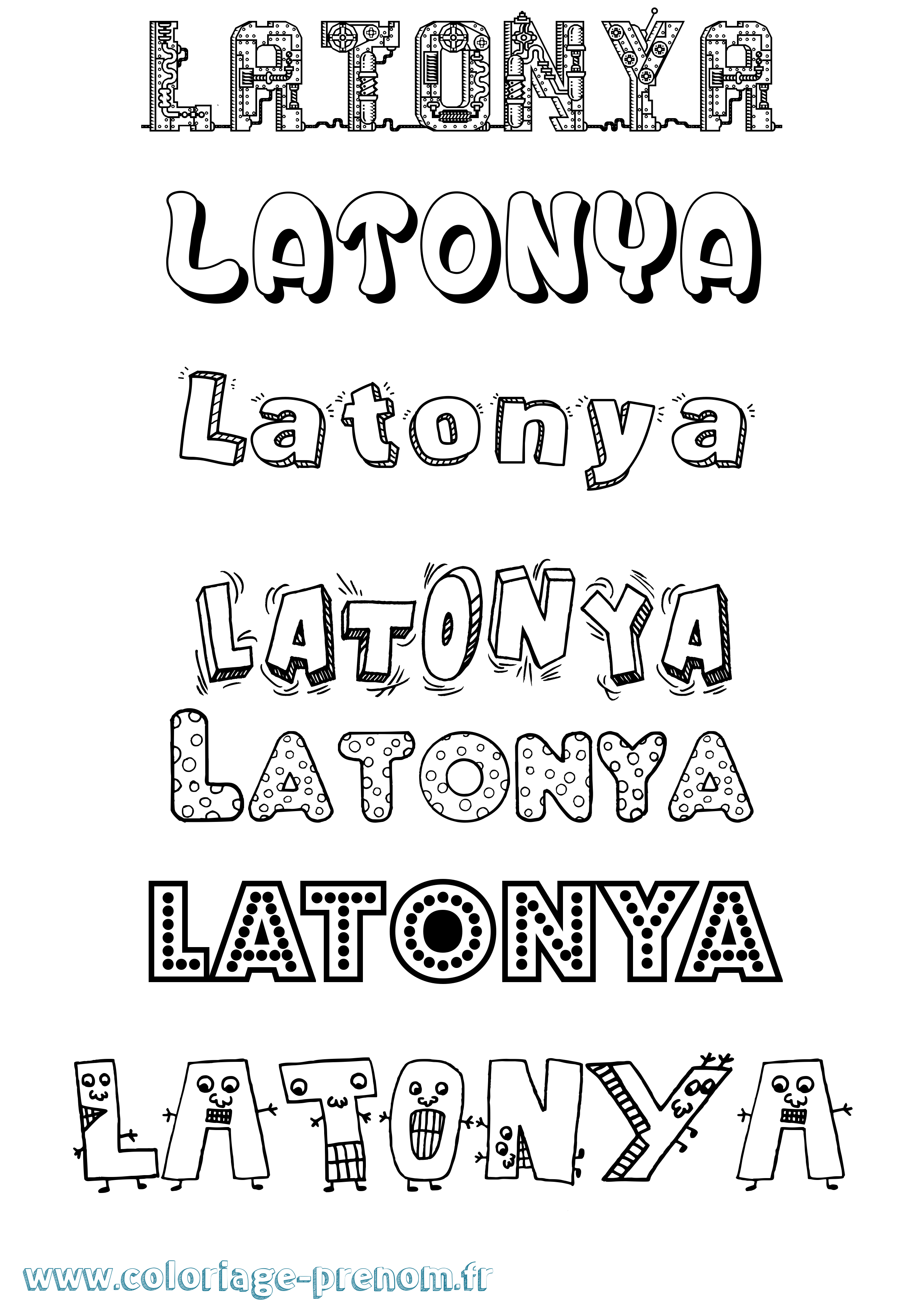 Coloriage prénom Latonya Fun