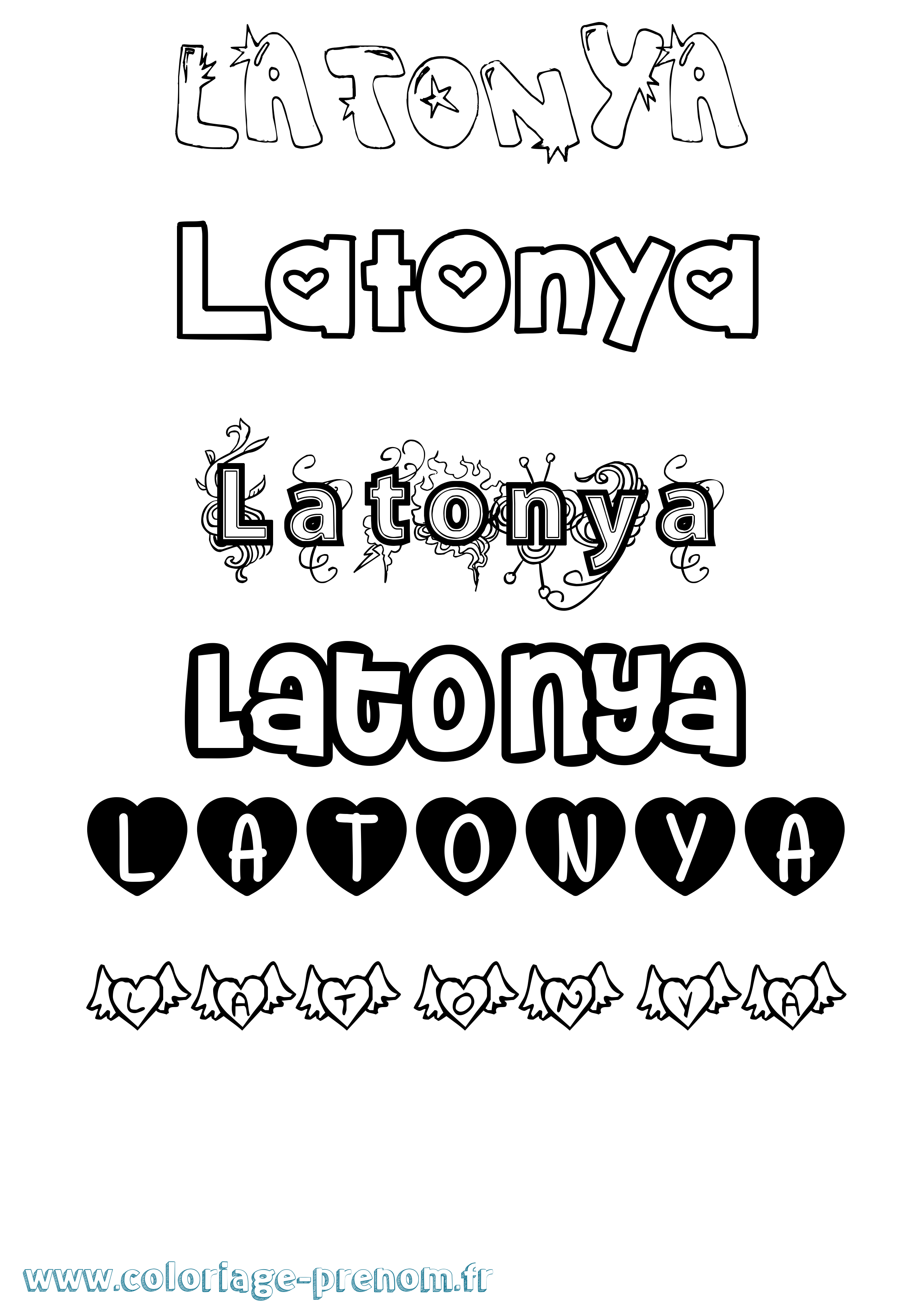 Coloriage prénom Latonya Girly