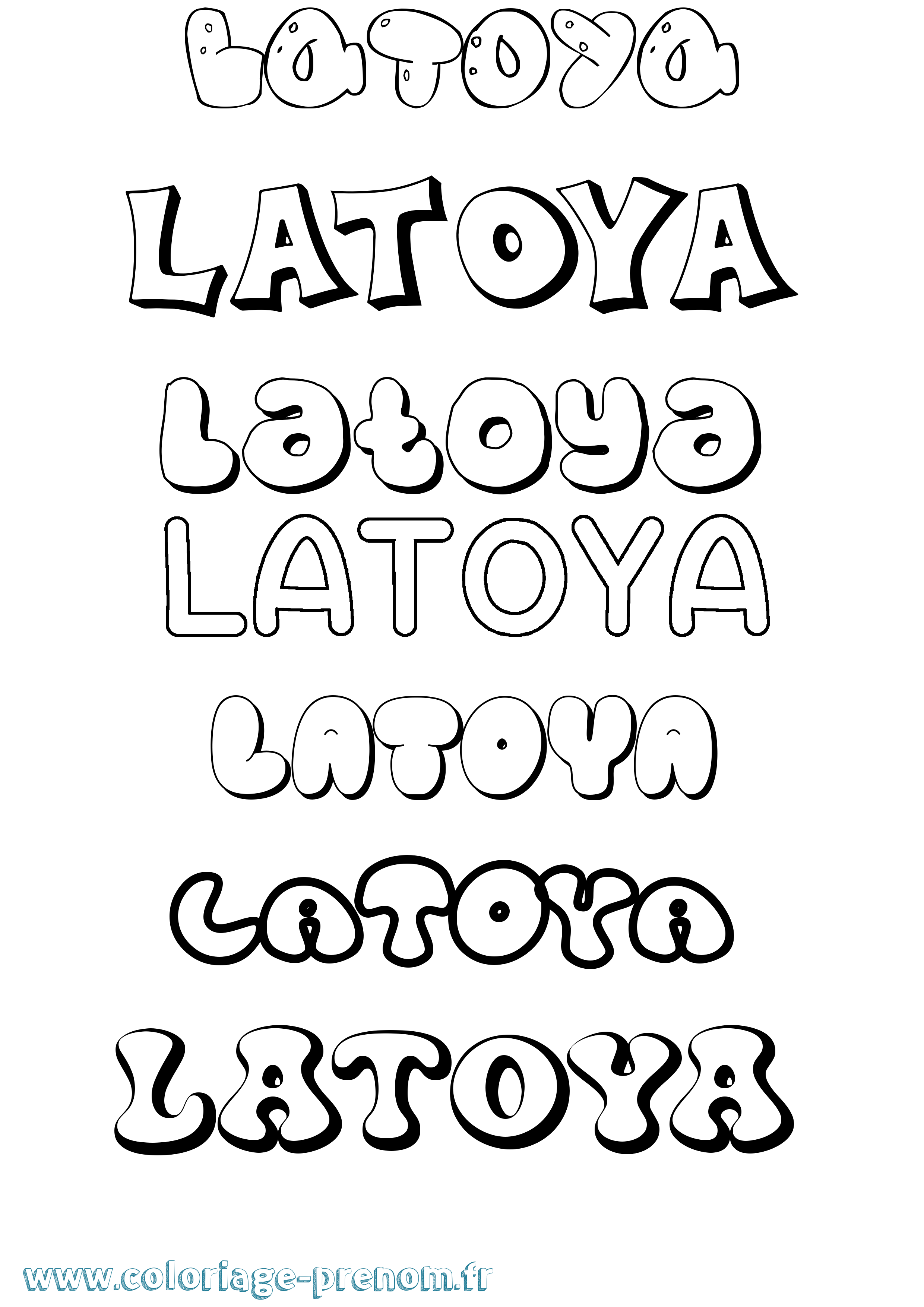 Coloriage prénom Latoya Bubble