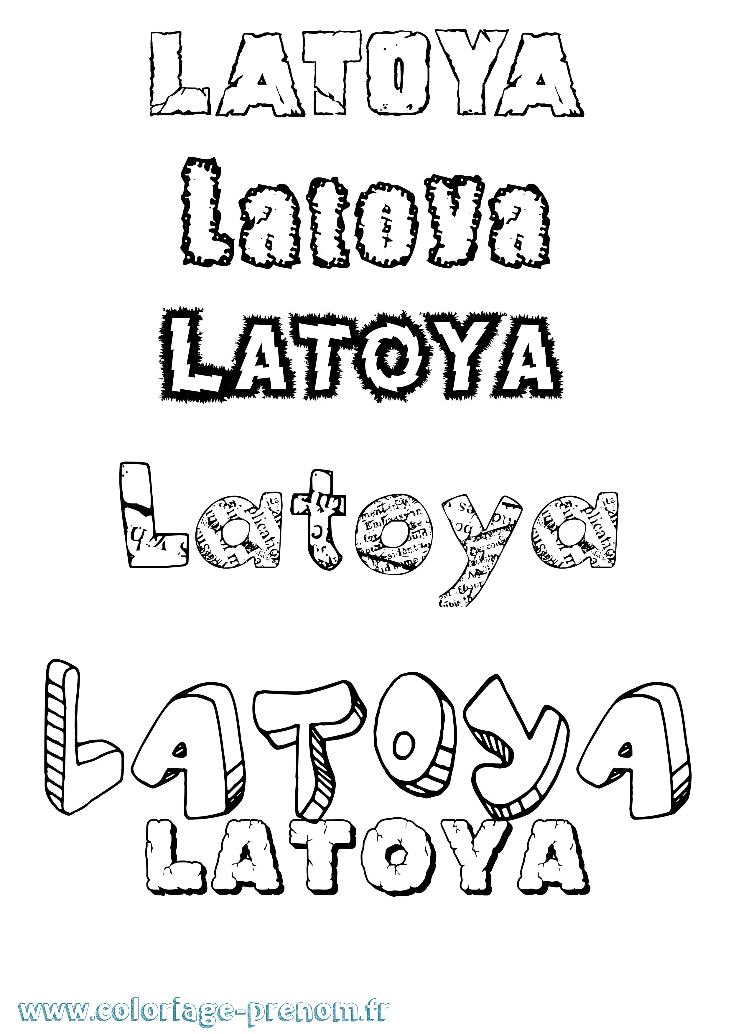 Coloriage prénom Latoya Destructuré
