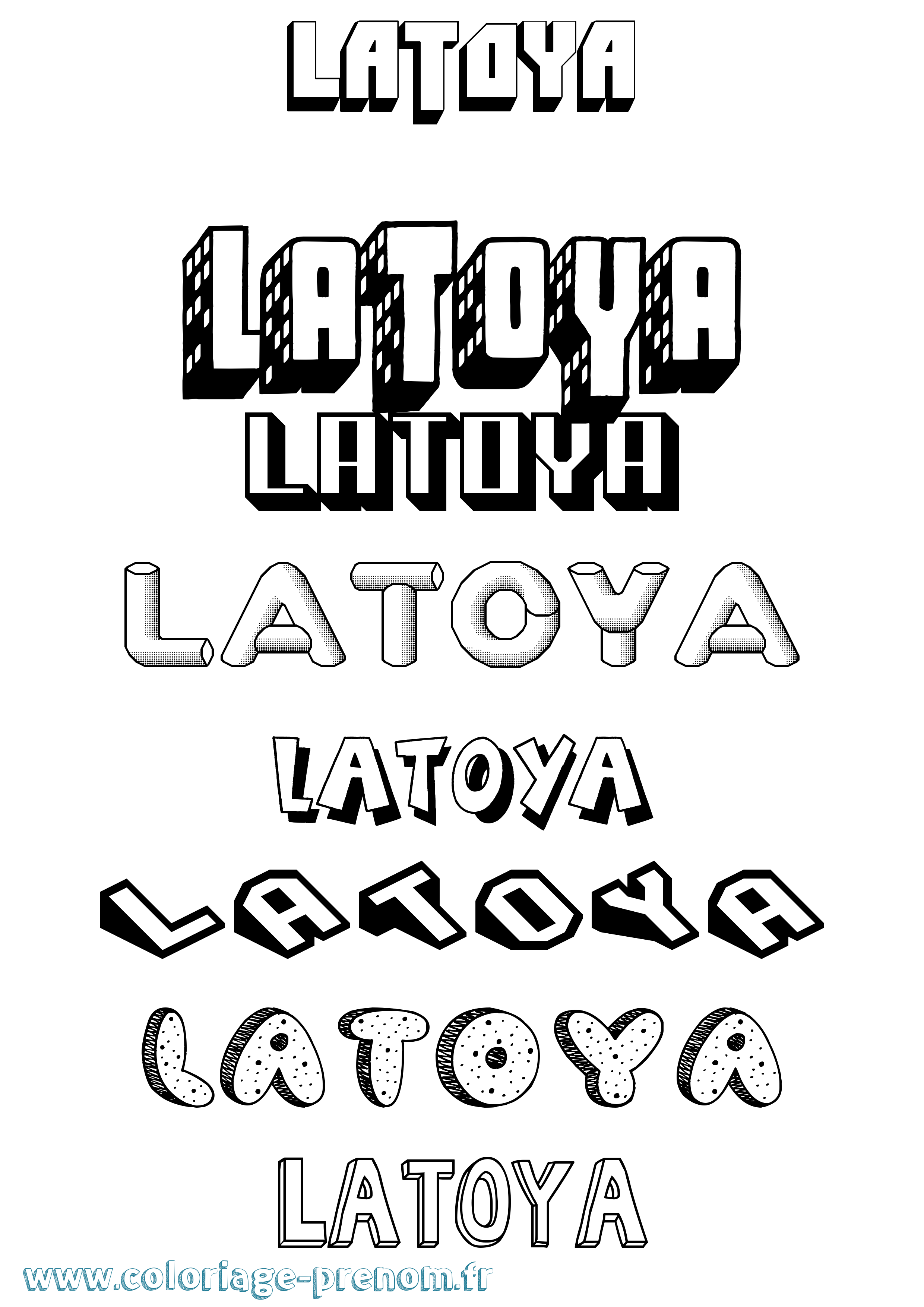 Coloriage Latoya Effet 3D Coloriage prénom Latoya Effet 3D