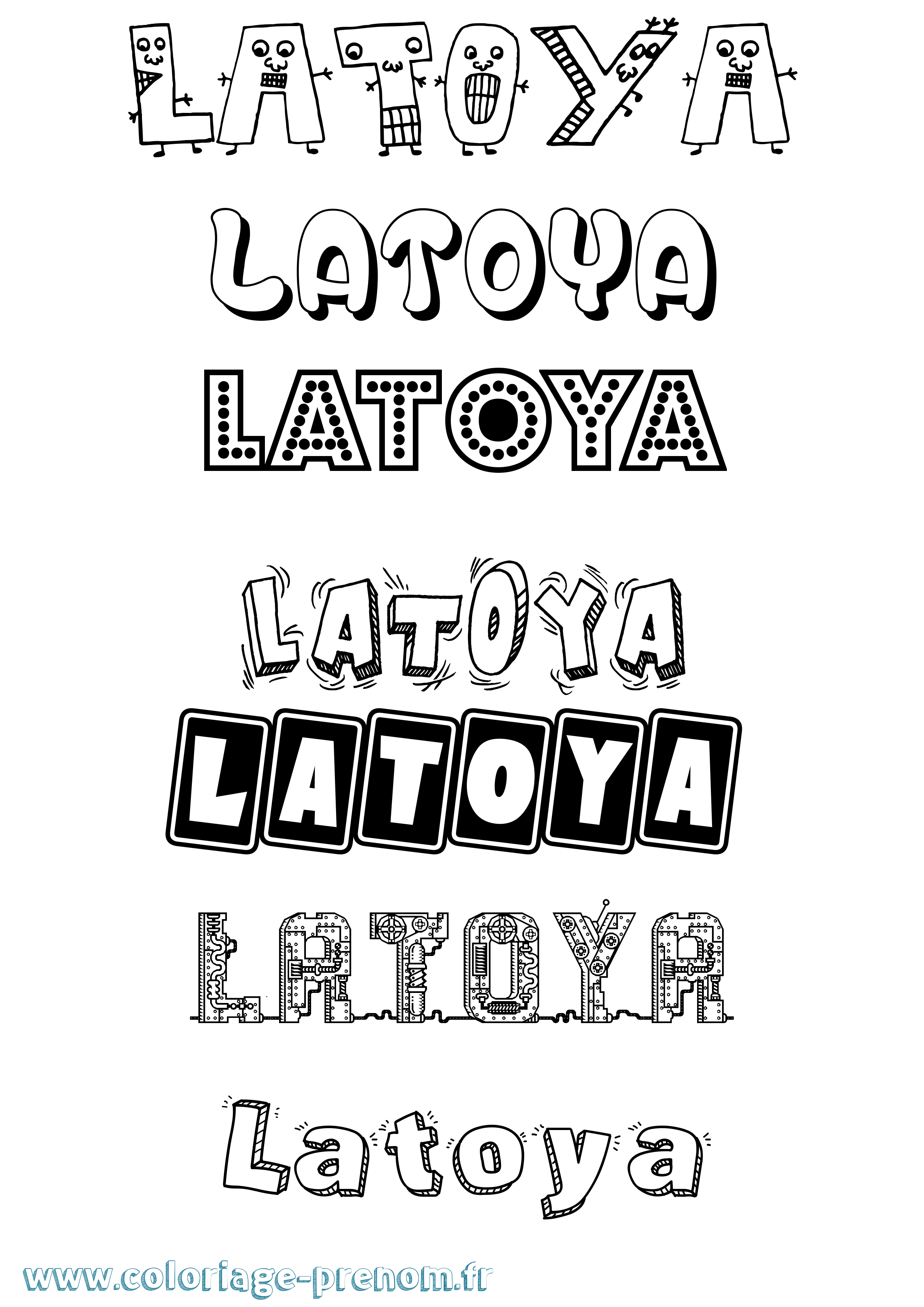 Coloriage prénom Latoya Fun