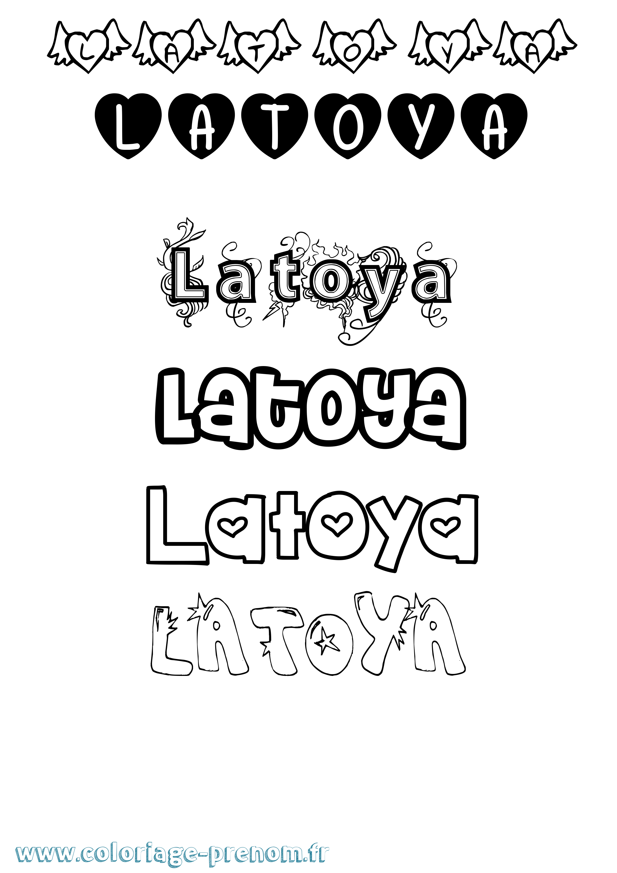 Coloriage prénom Latoya Girly