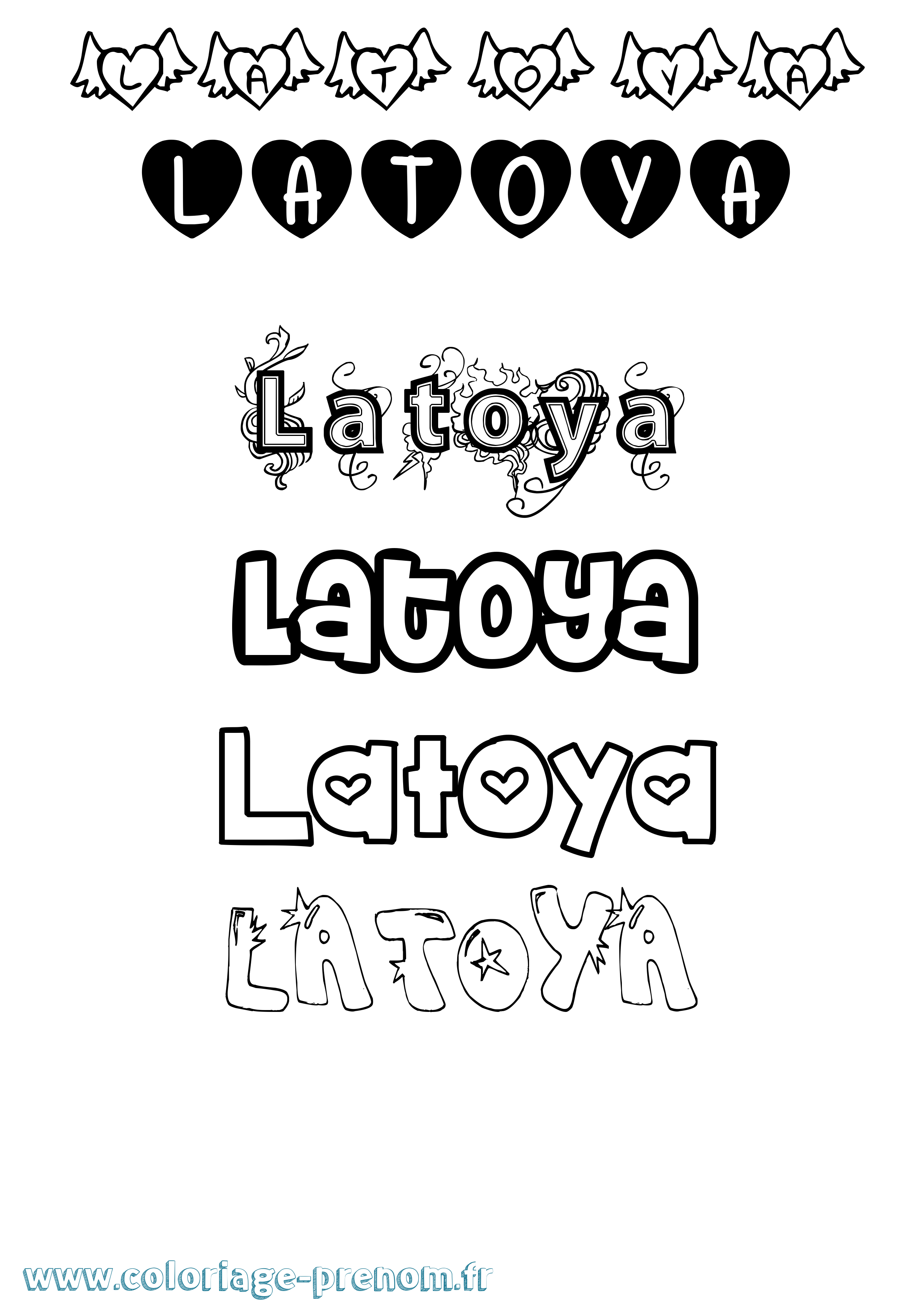 Coloriage Latoya Girly Coloriage prénom Latoya Girly