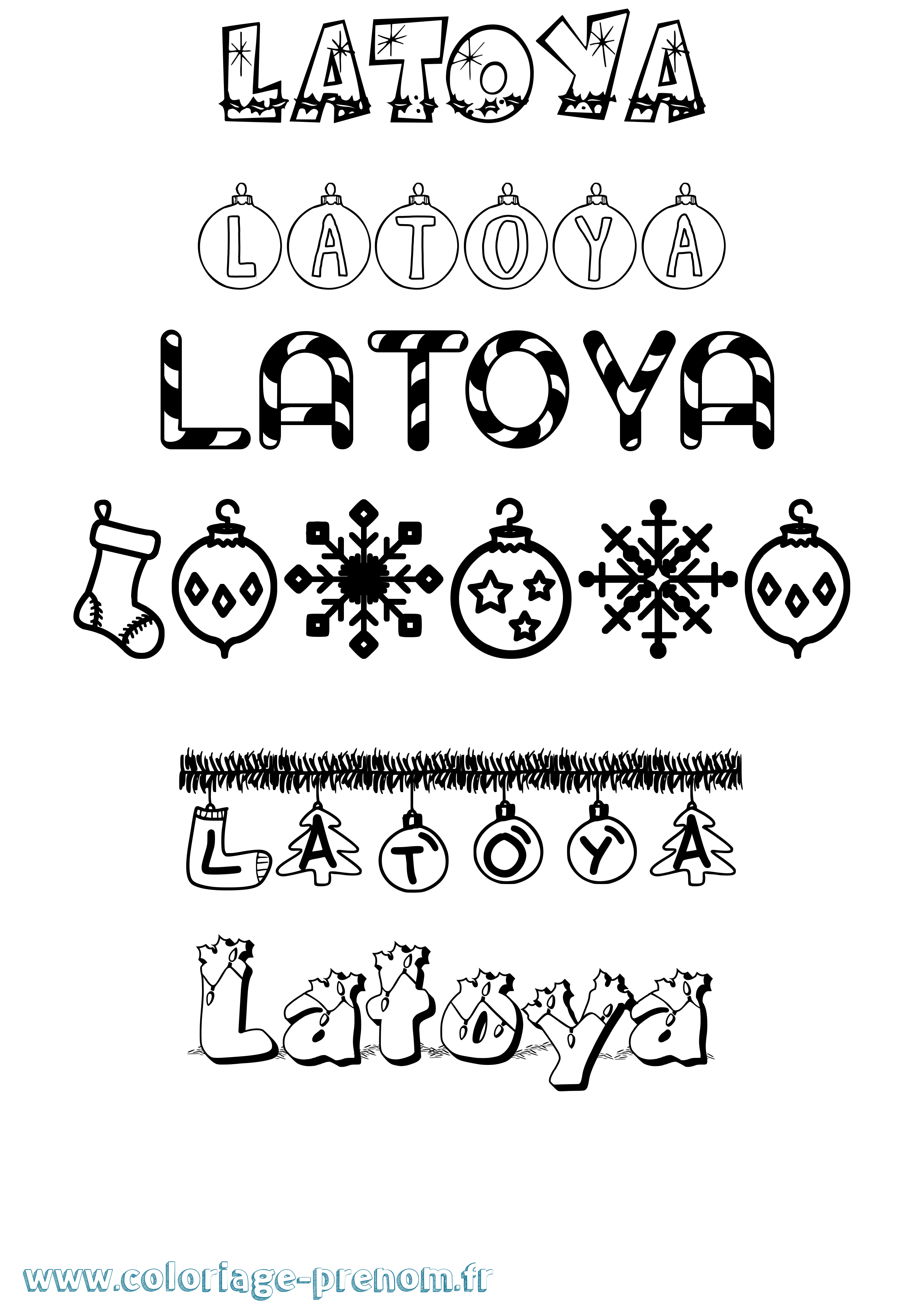 Coloriage prénom Latoya Noël