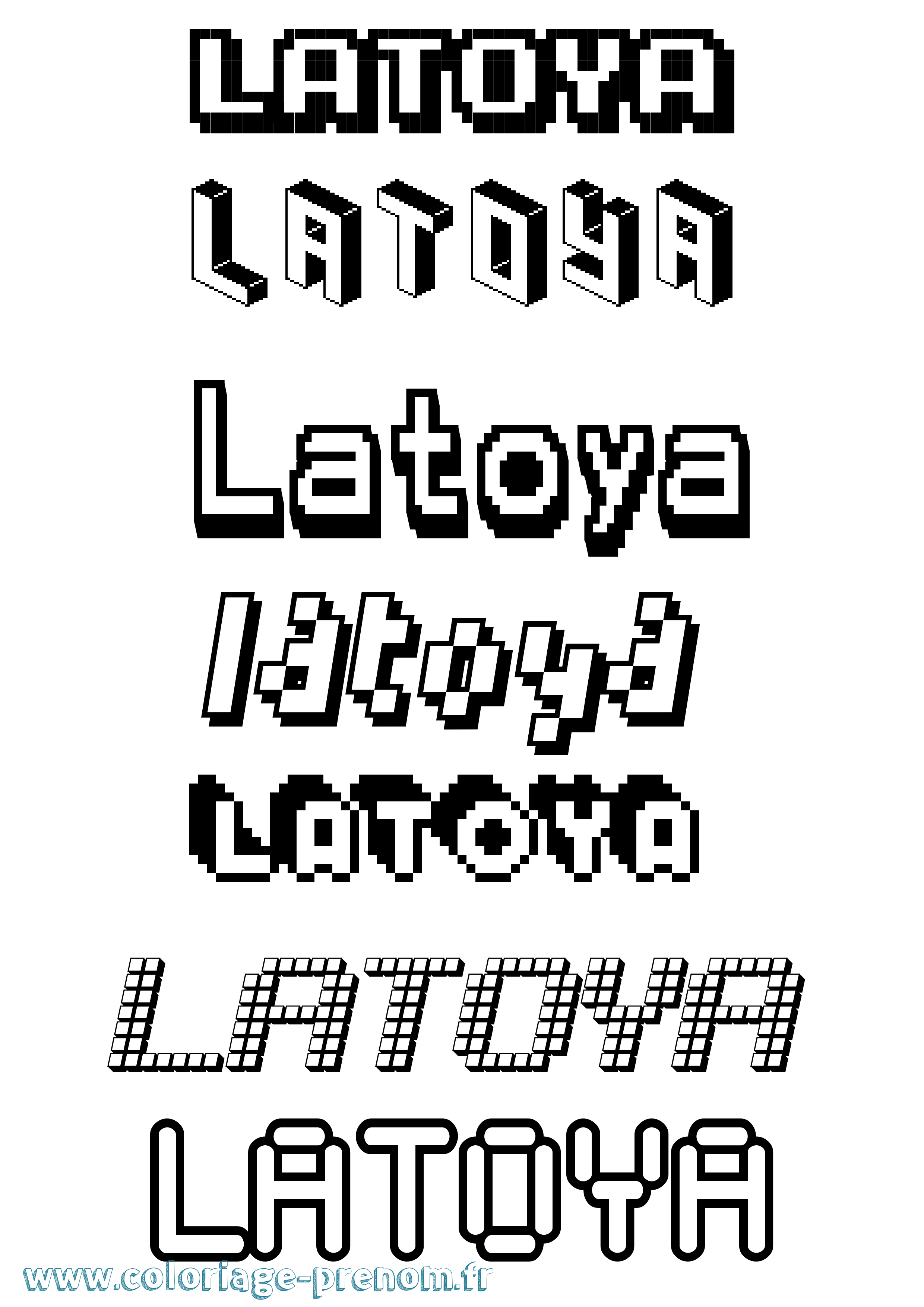 Coloriage prénom Latoya Pixel