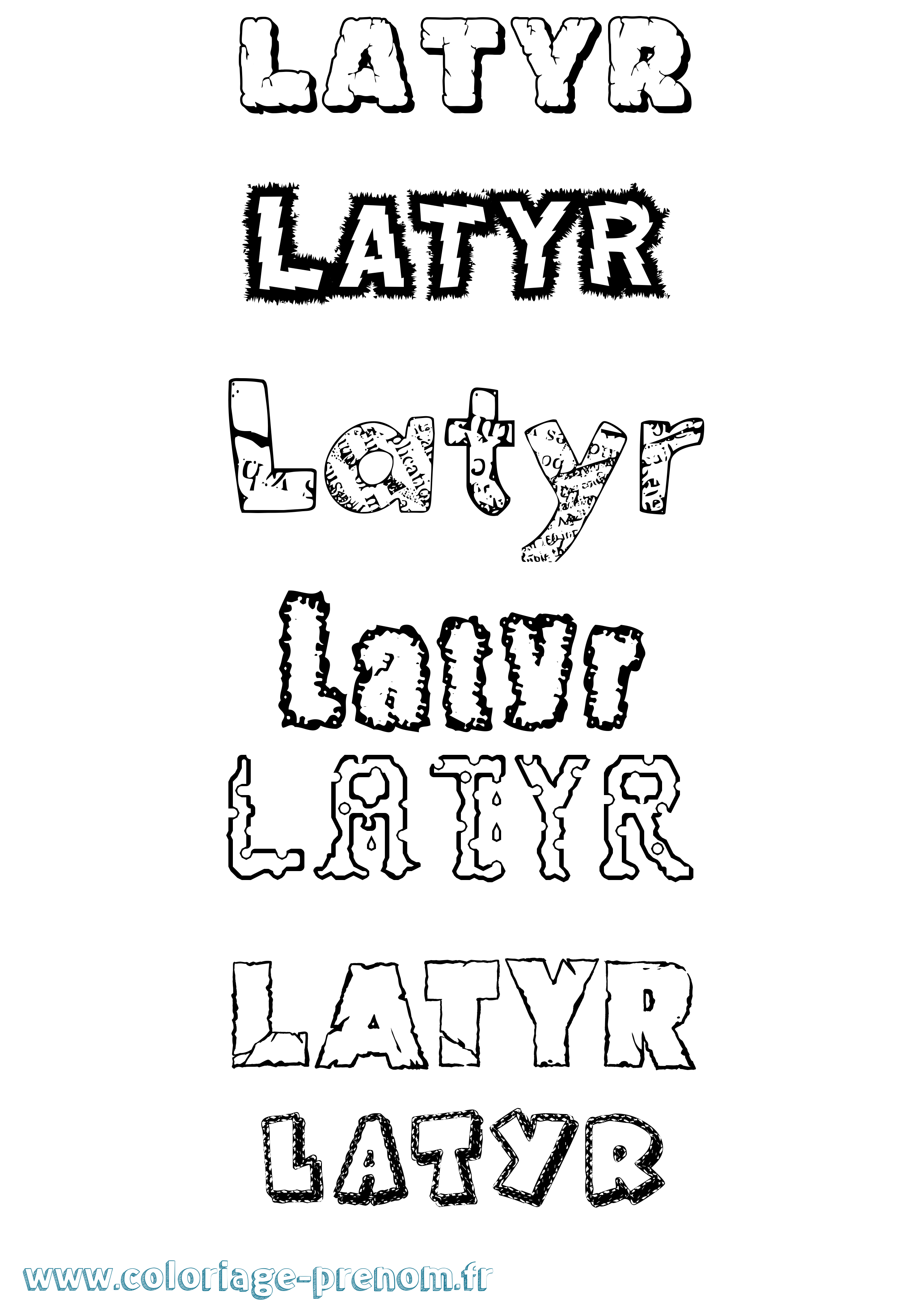 Coloriage prénom Latyr Destructuré