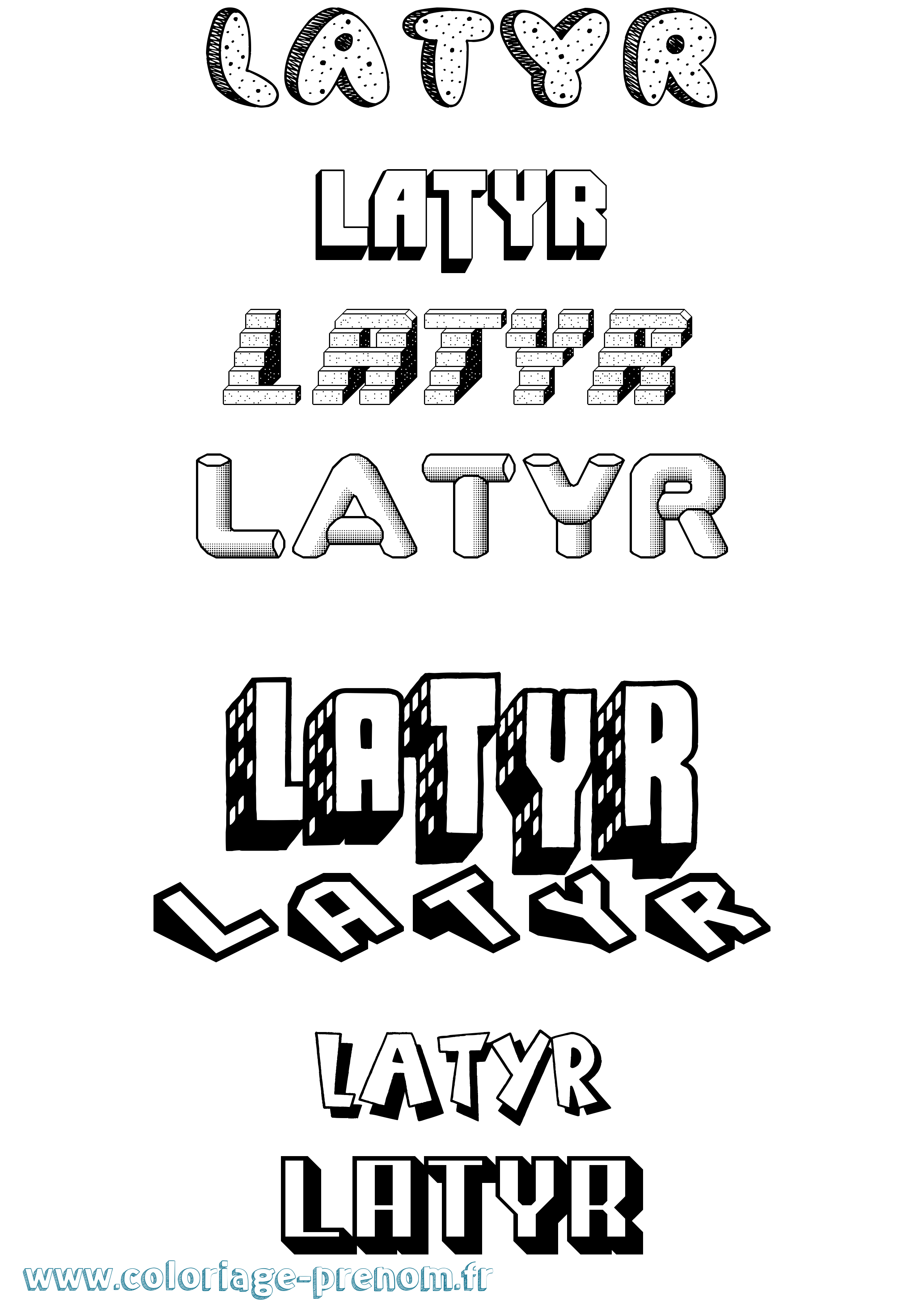 Coloriage prénom Latyr Effet 3D