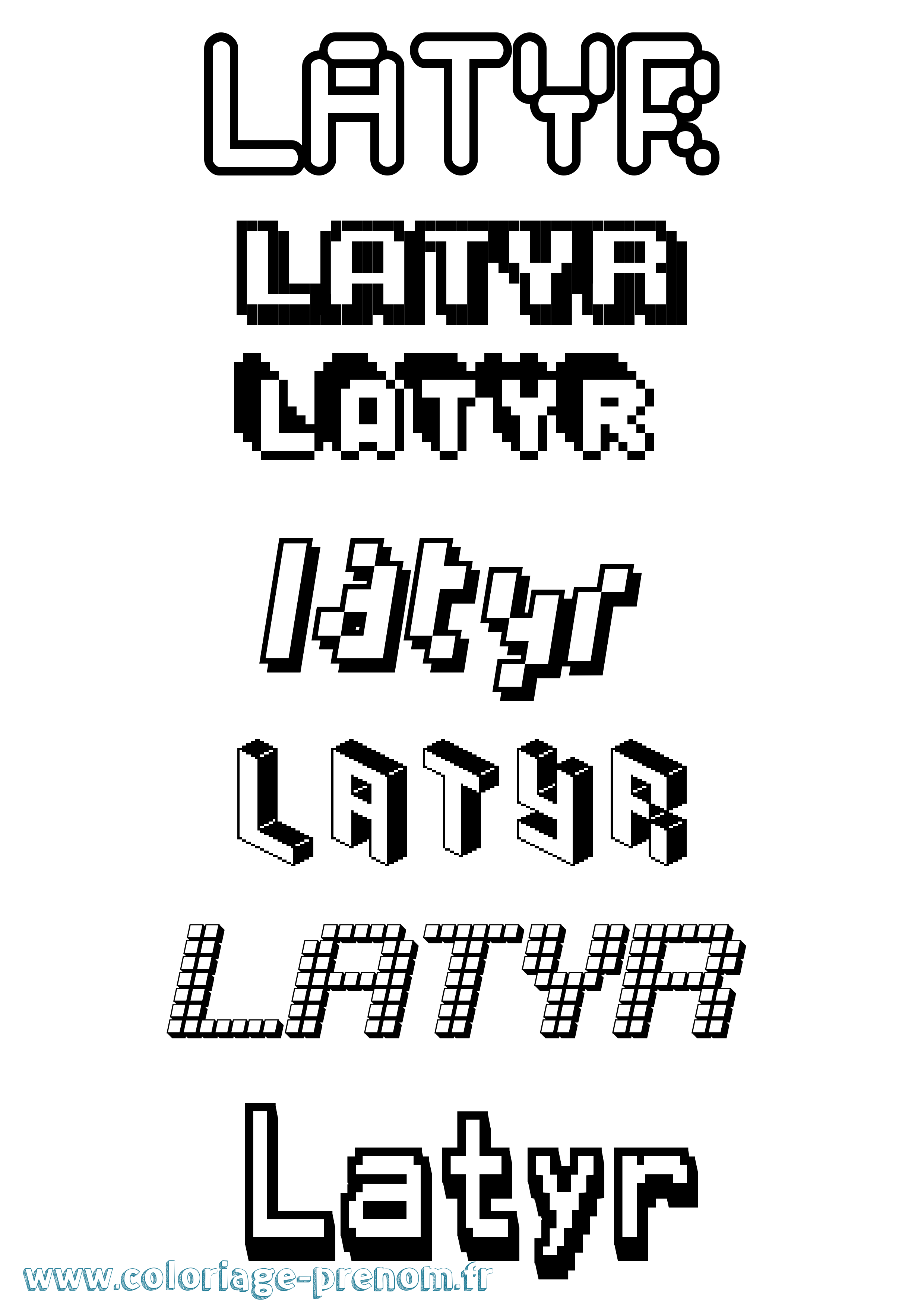 Coloriage prénom Latyr Pixel