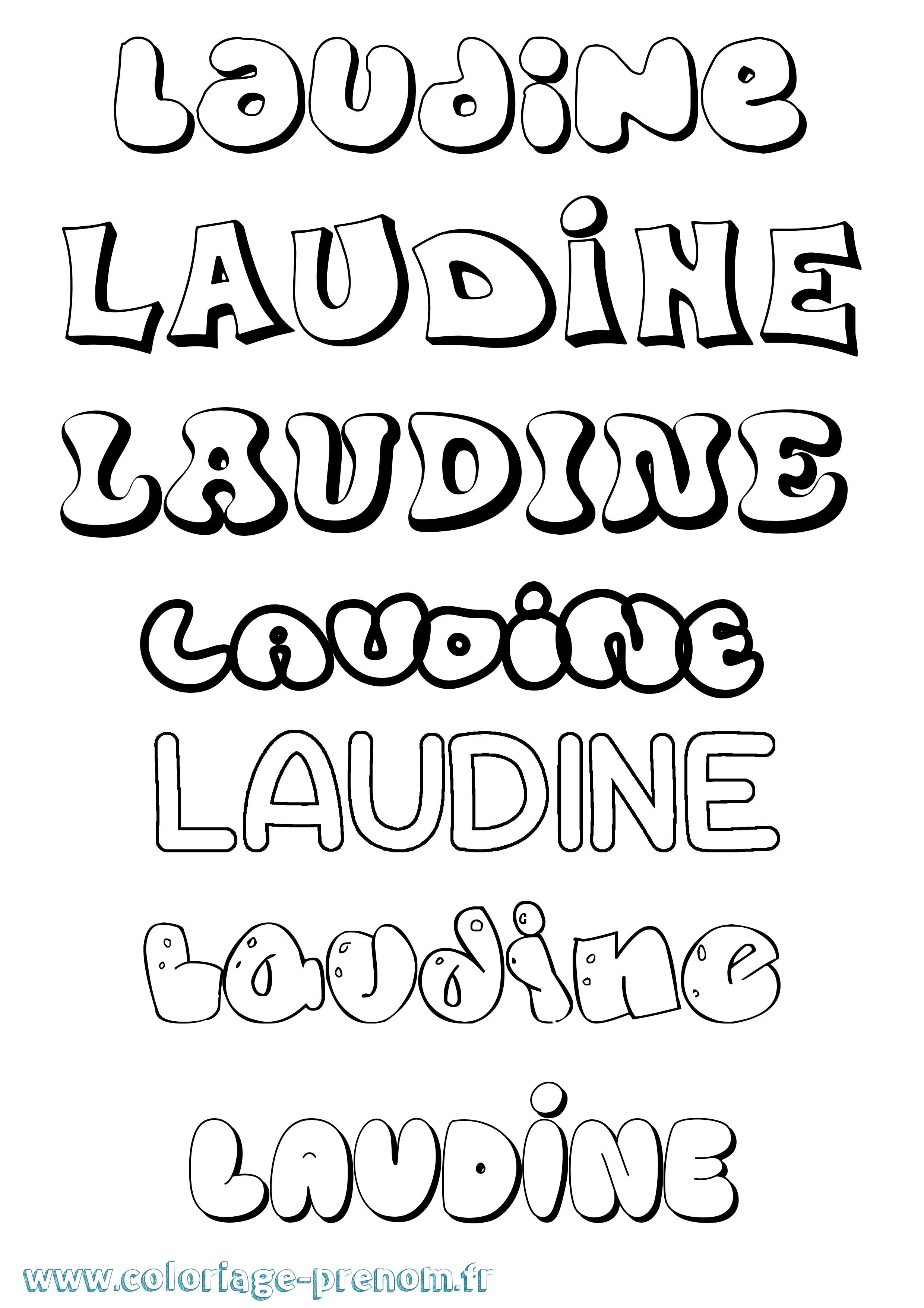 Coloriage prénom Laudine Bubble