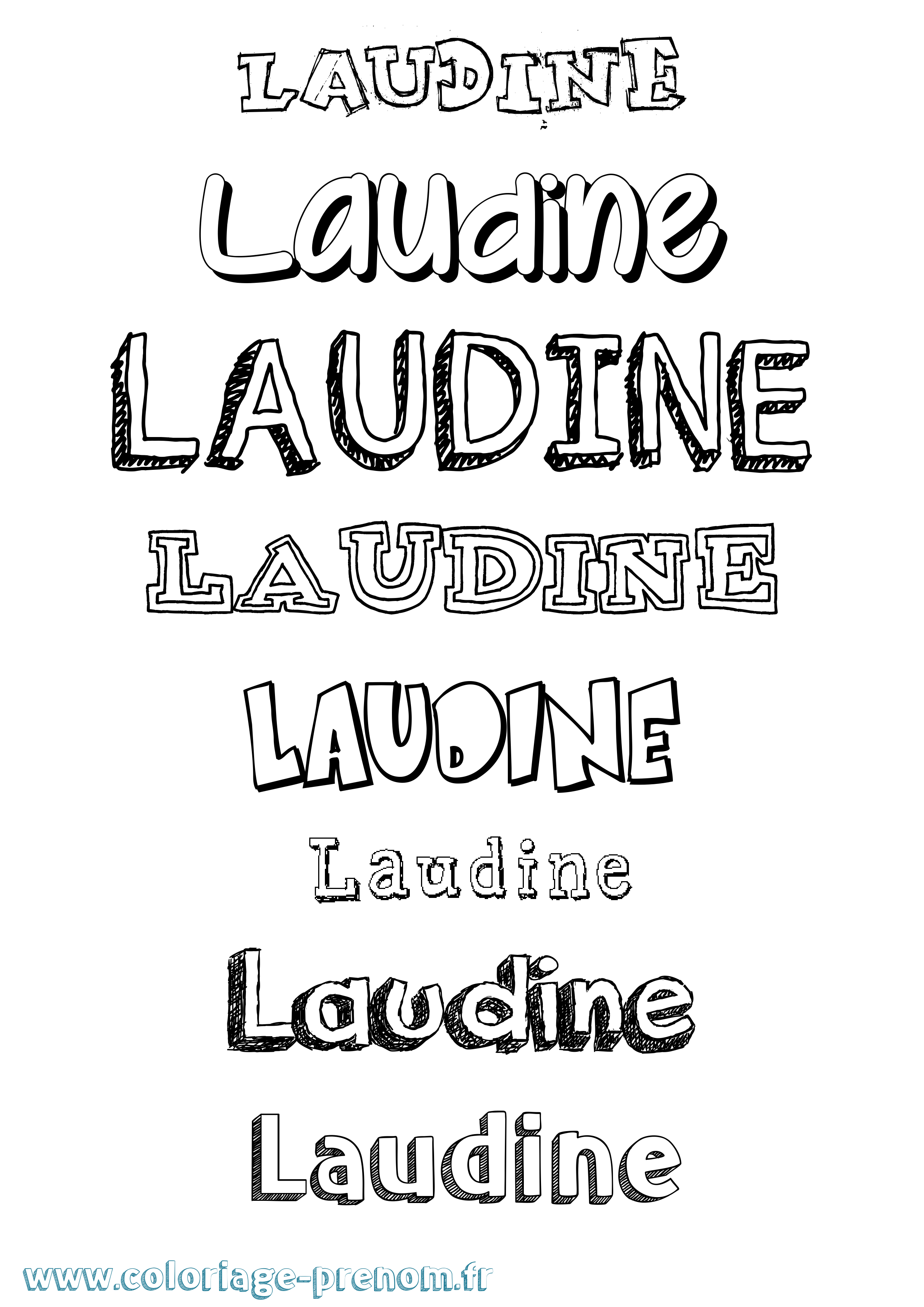 Coloriage prénom Laudine Dessiné