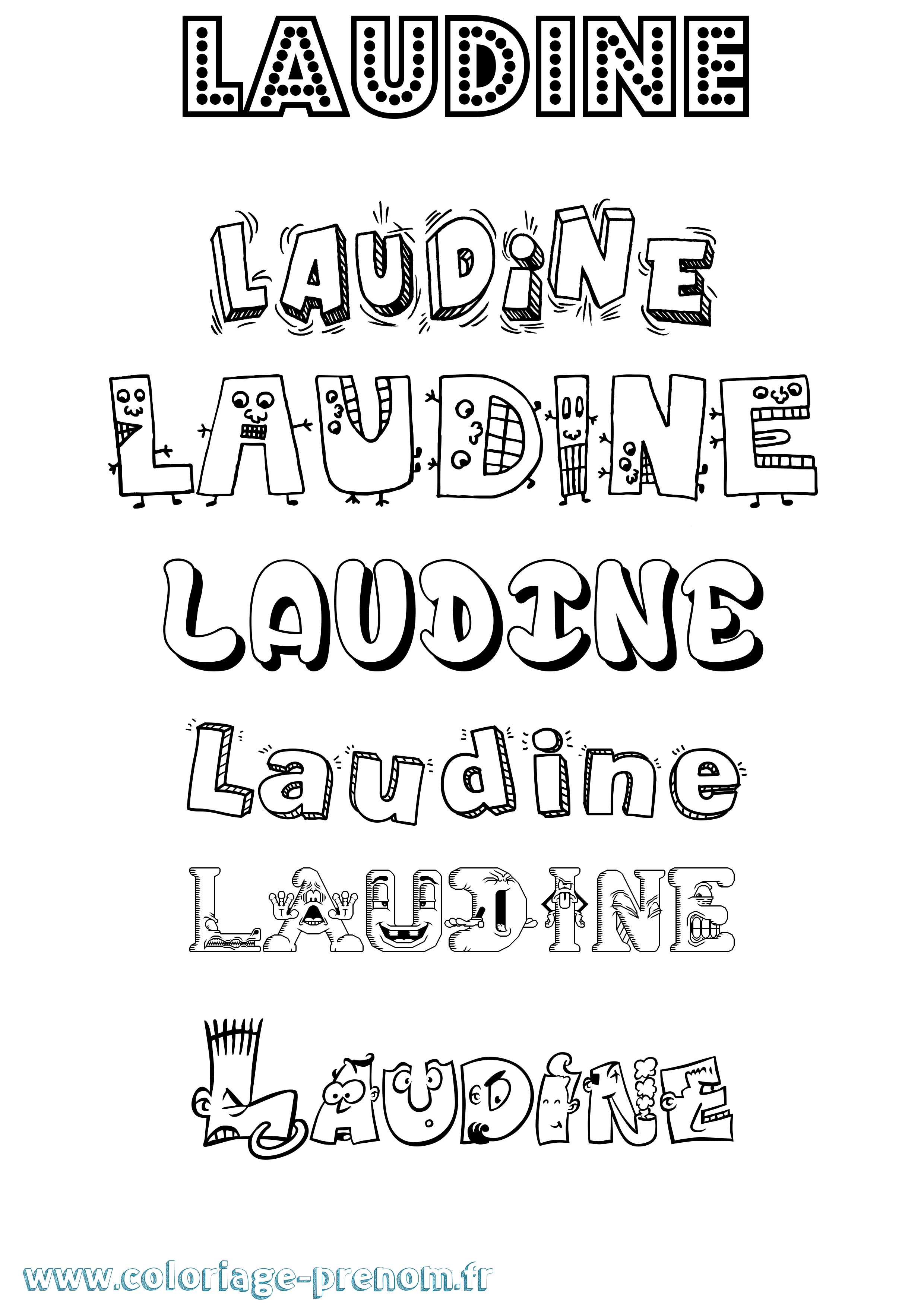 Coloriage prénom Laudine Fun