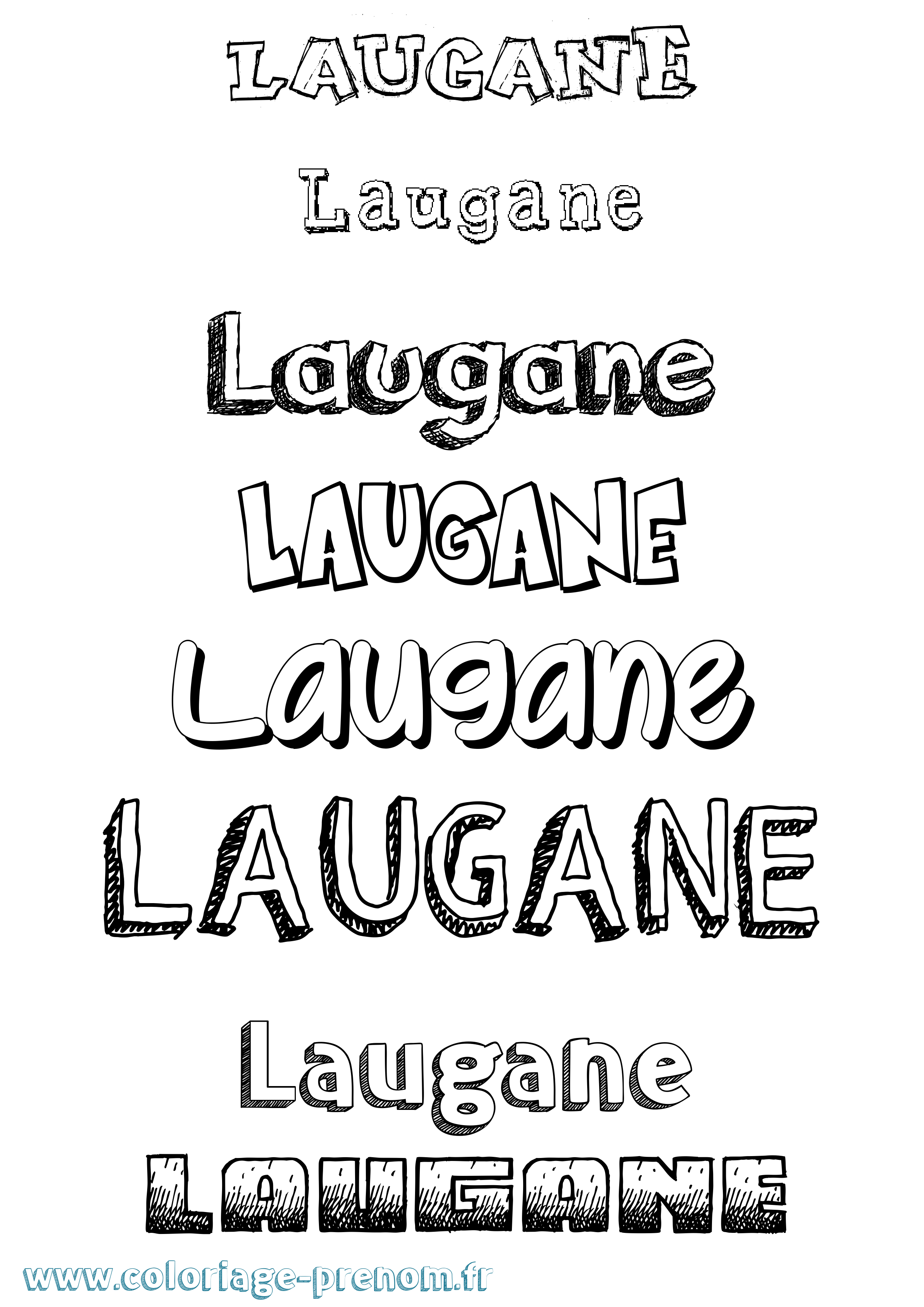 Coloriage prénom Laugane Dessiné
