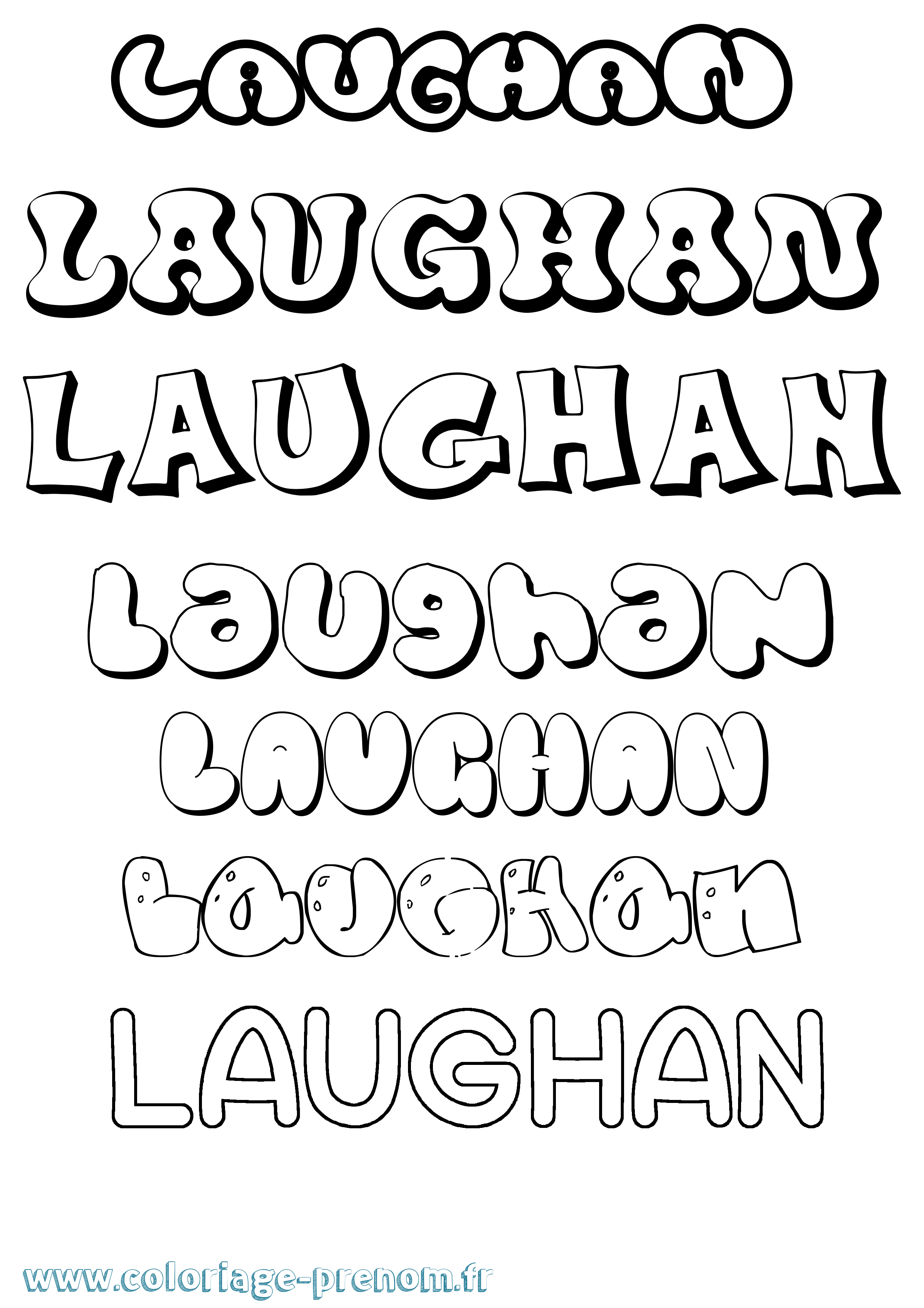 Coloriage prénom Laughan Bubble