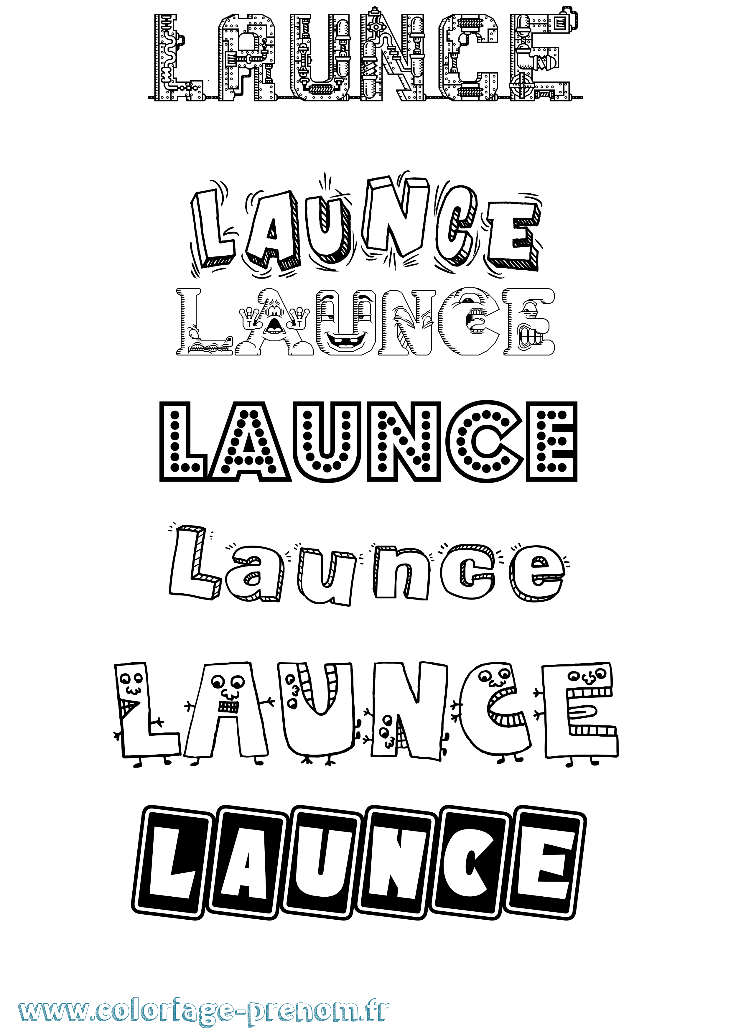 Coloriage prénom Launce Fun