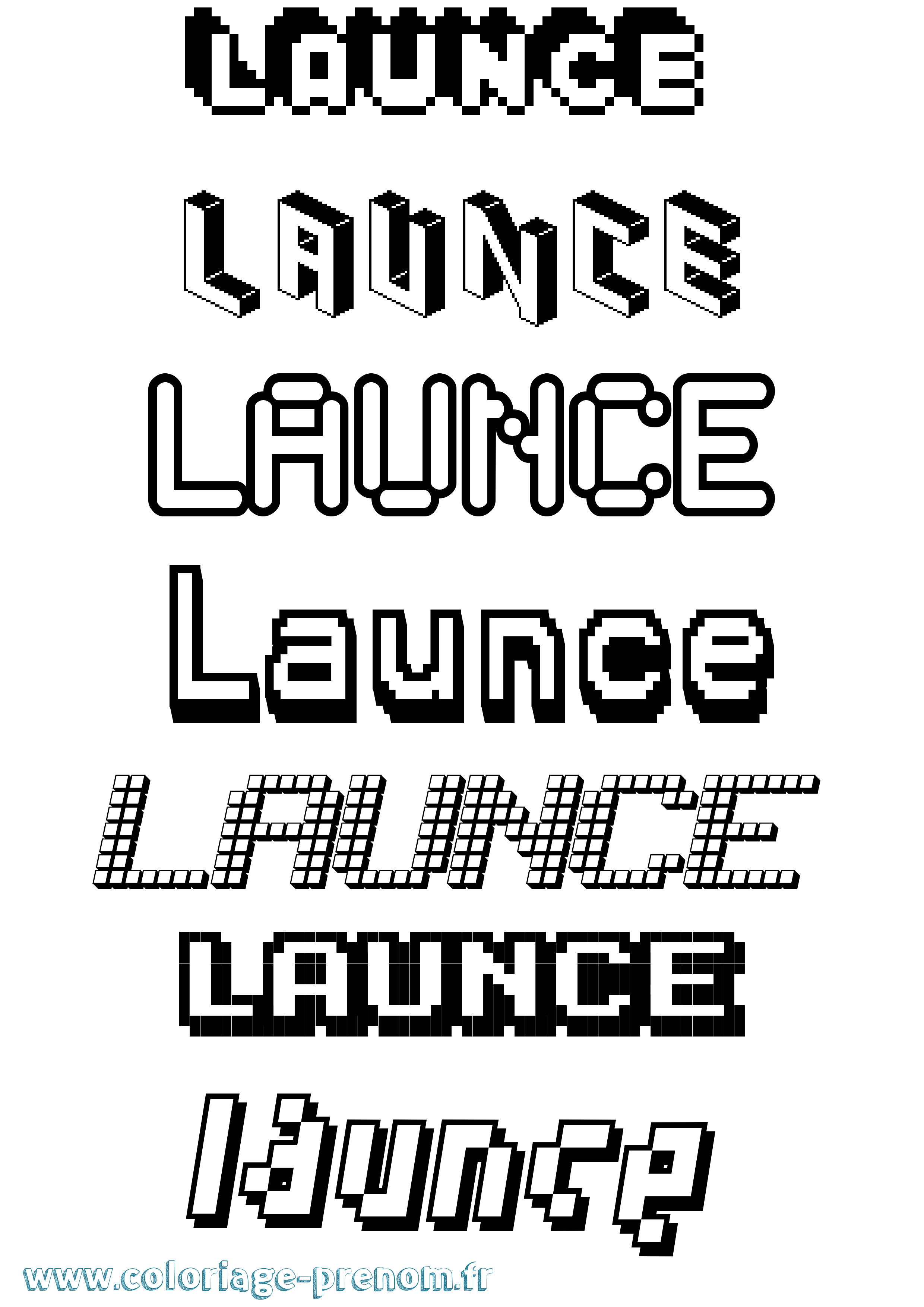 Coloriage prénom Launce Pixel