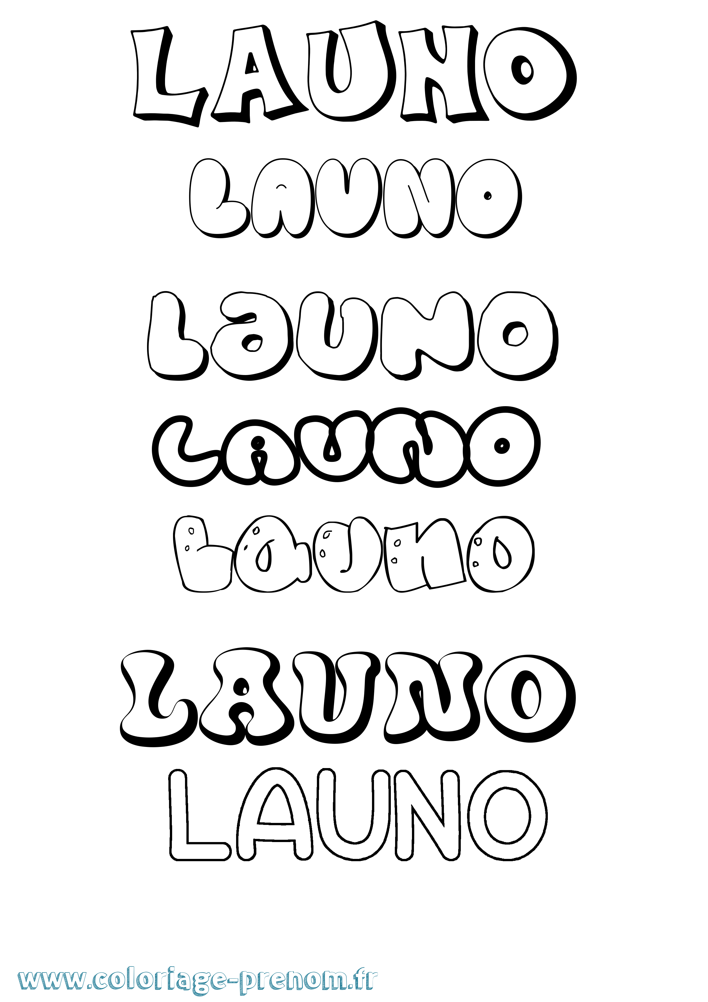Coloriage prénom Launo Bubble