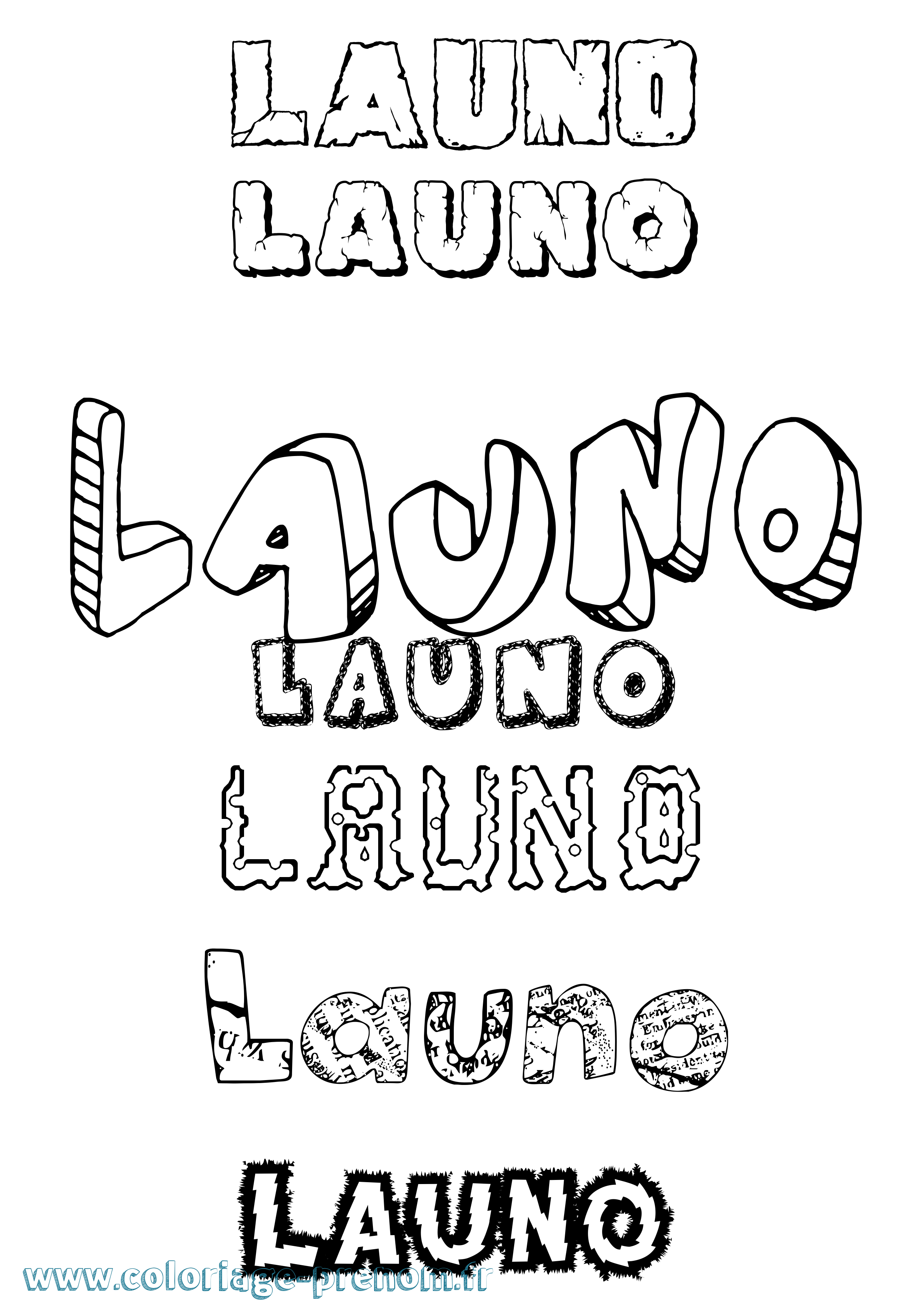 Coloriage prénom Launo Destructuré