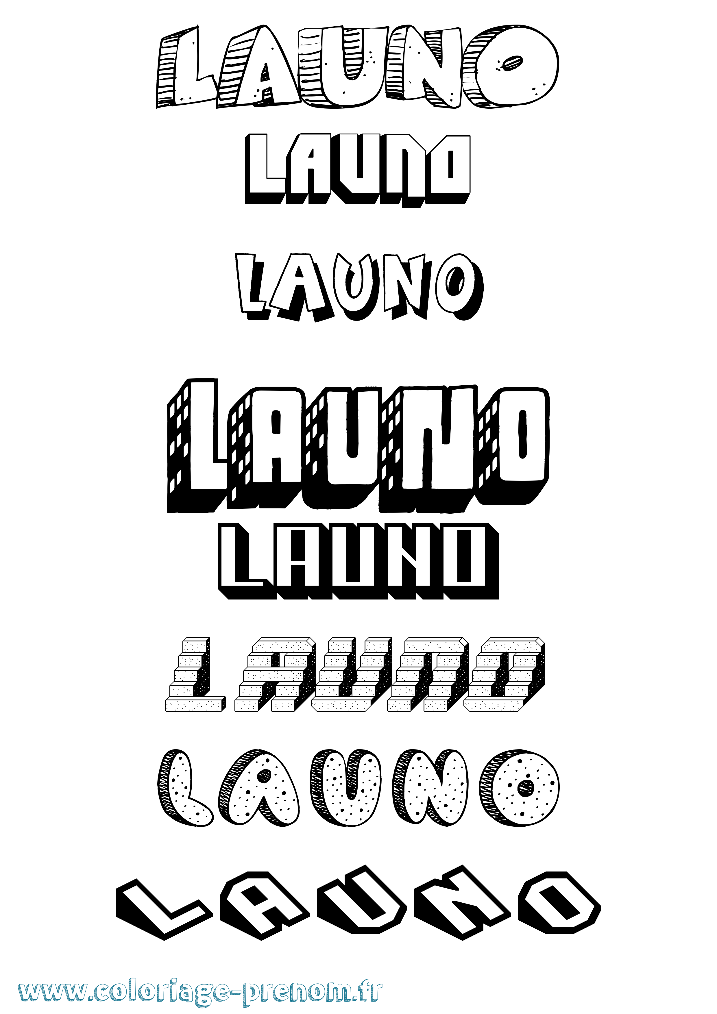 Coloriage Launo Effet 3D Coloriage prénom Launo Effet 3D