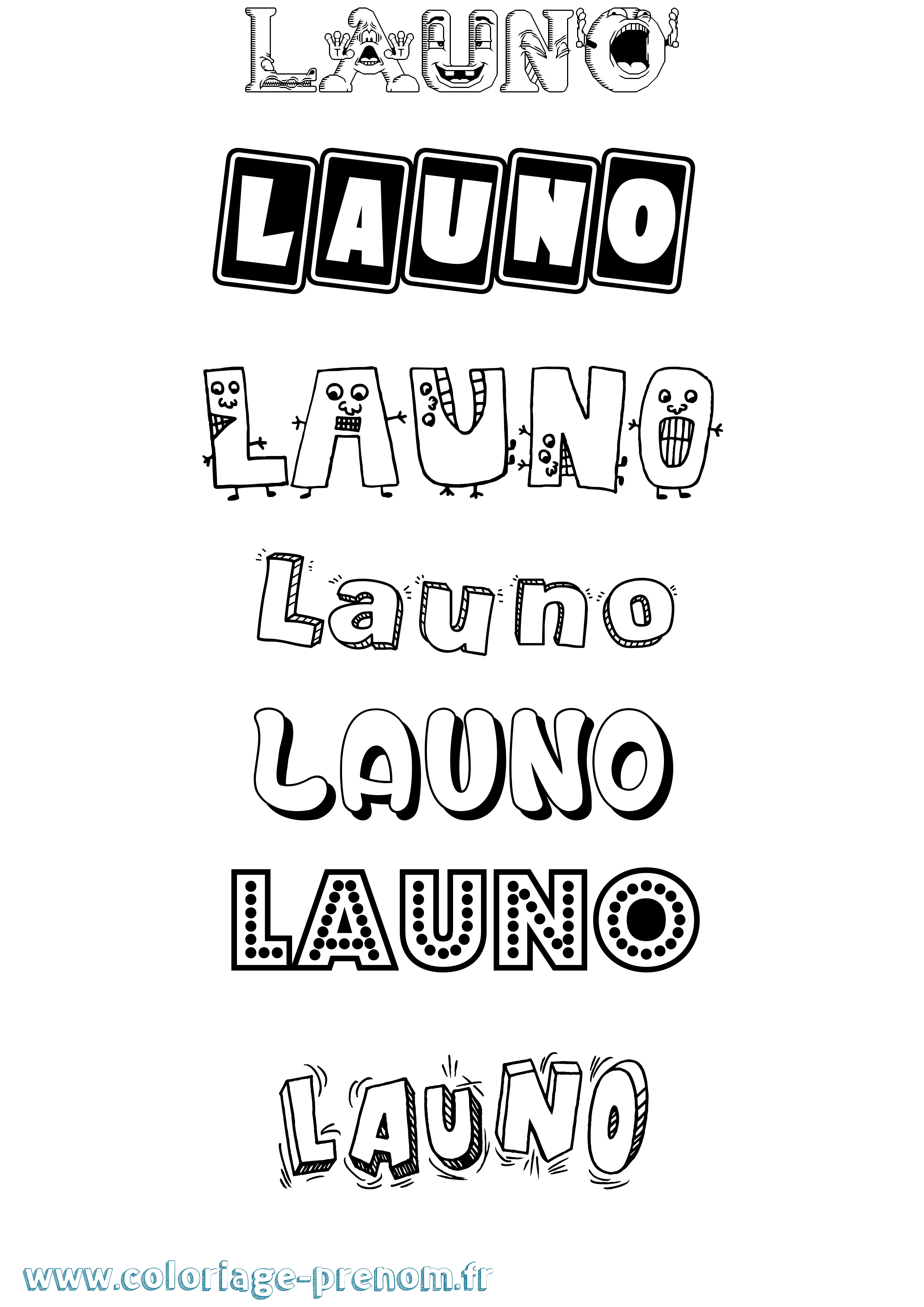 Coloriage prénom Launo Fun