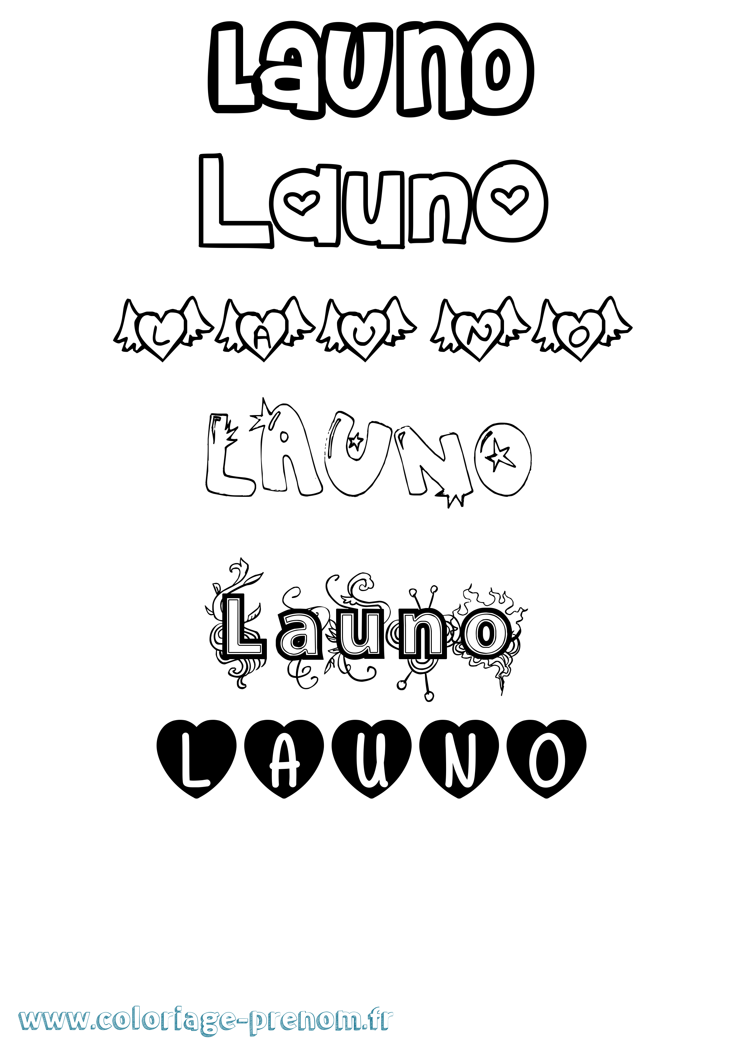 Coloriage Launo Girly Coloriage prénom Launo Girly