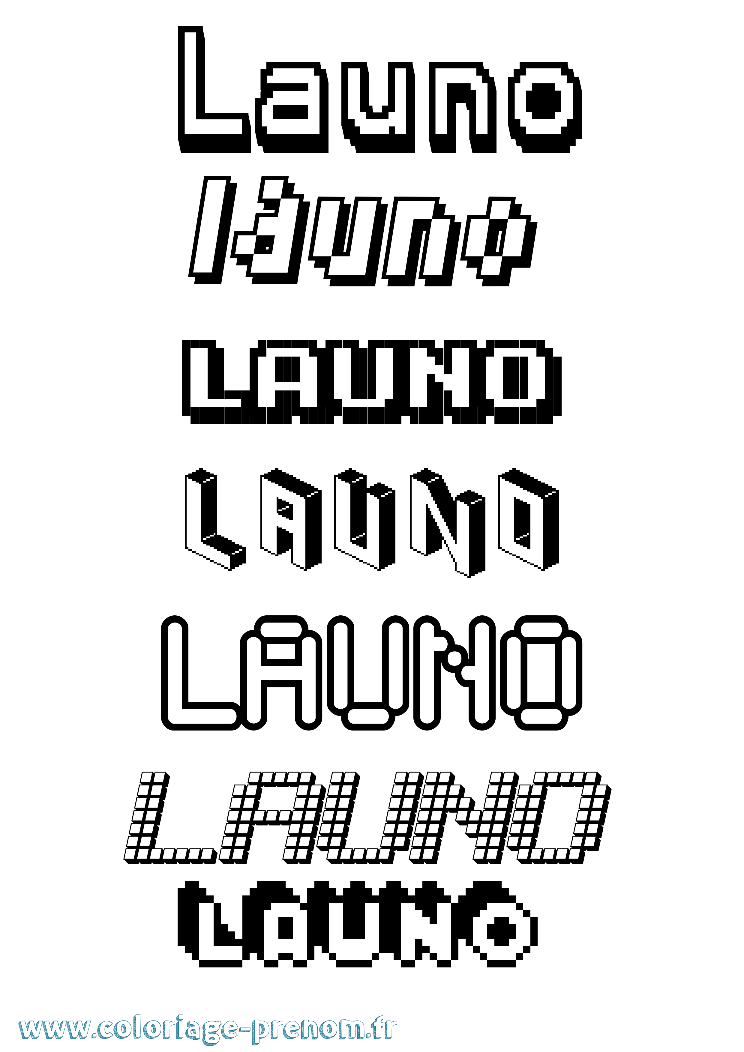 Coloriage Launo Pixel Coloriage prénom Launo Pixel
