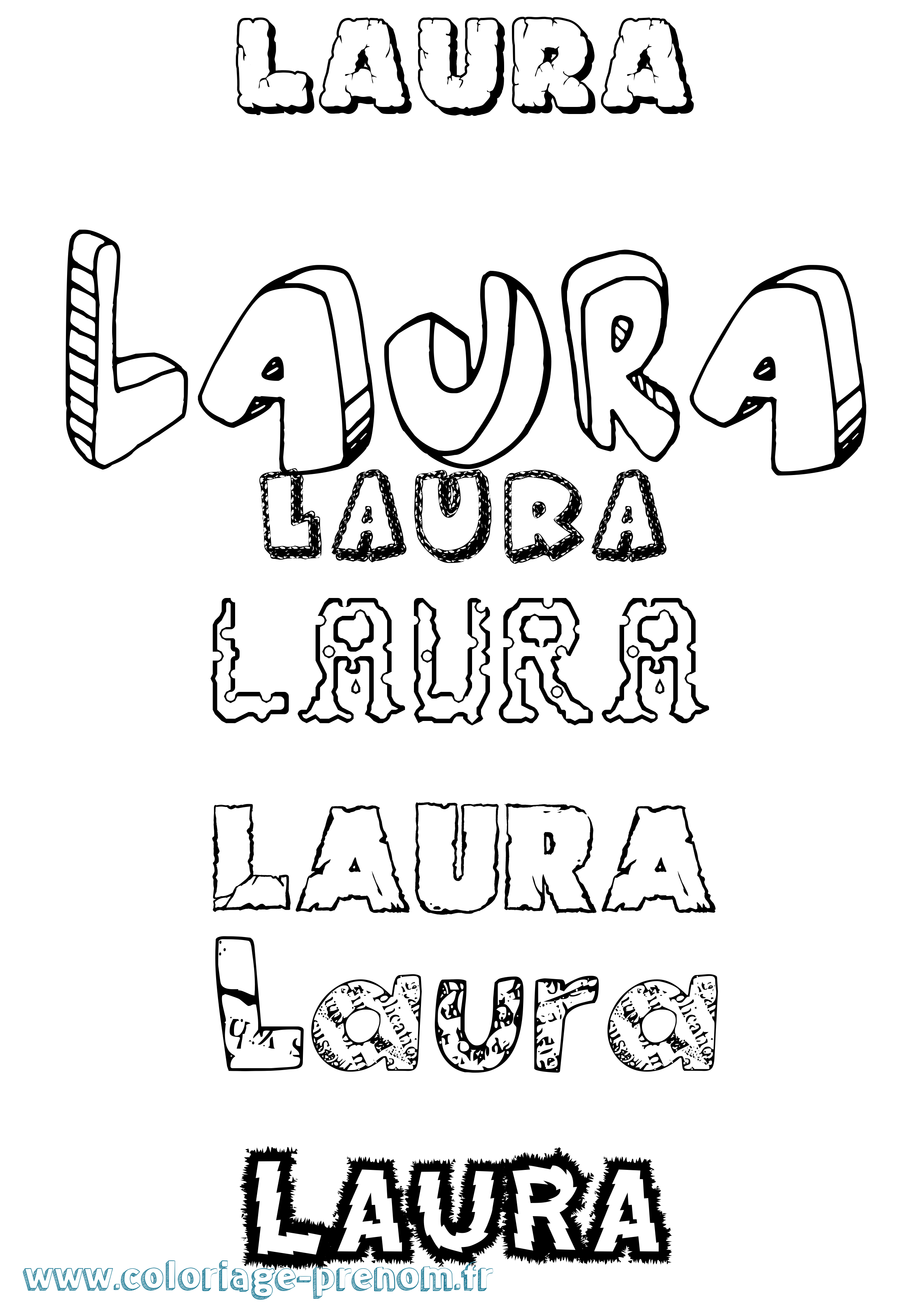 Coloriage prénom Laura Destructuré